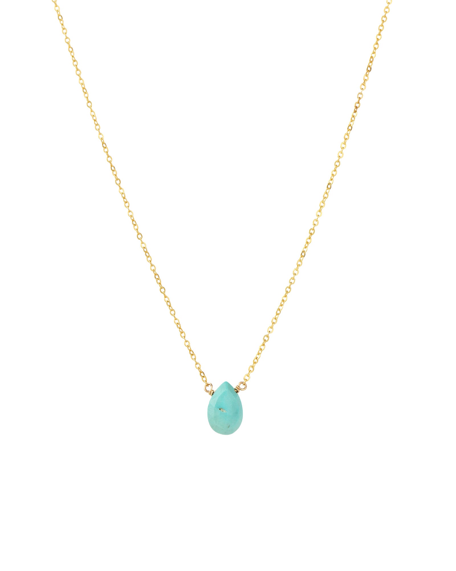 Stoned By Gem Jar-Turquoise Pear Cable Chain Necklace | 6mm-Necklaces-Blue Ruby Jewellery-Vancouver Canada