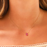 Stoned By Gem Jar-Pink Sapphire Pear Cable Chain Necklace | 6mm-Necklaces-Blue Ruby Jewellery-Vancouver Canada
