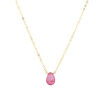 Stoned By Gem Jar-Pink Sapphire Pear Cable Chain Necklace | 6mm-Necklaces-Blue Ruby Jewellery-Vancouver Canada