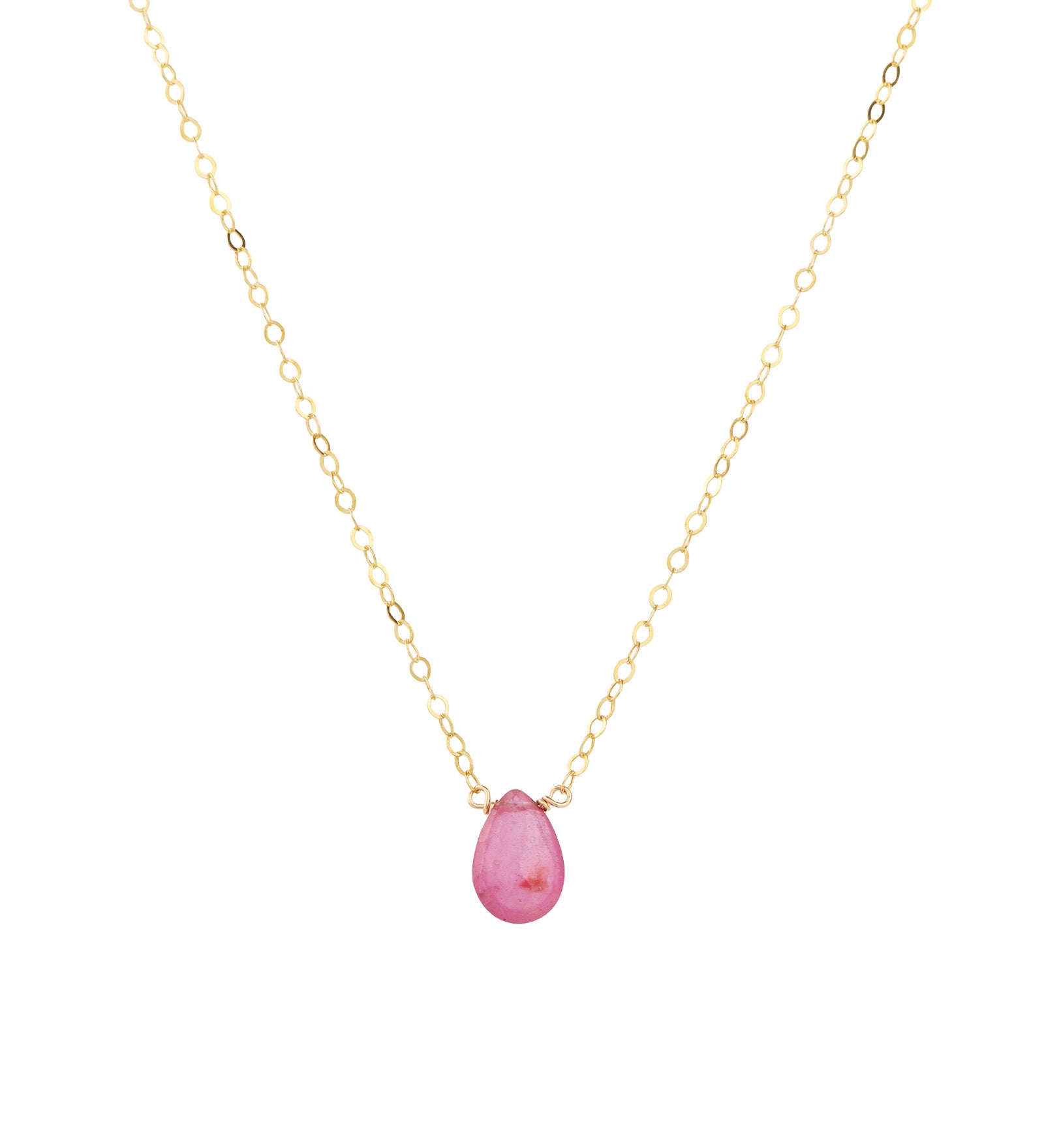 Stoned By Gem Jar-Pink Sapphire Pear Cable Chain Necklace | 6mm-Necklaces-Blue Ruby Jewellery-Vancouver Canada