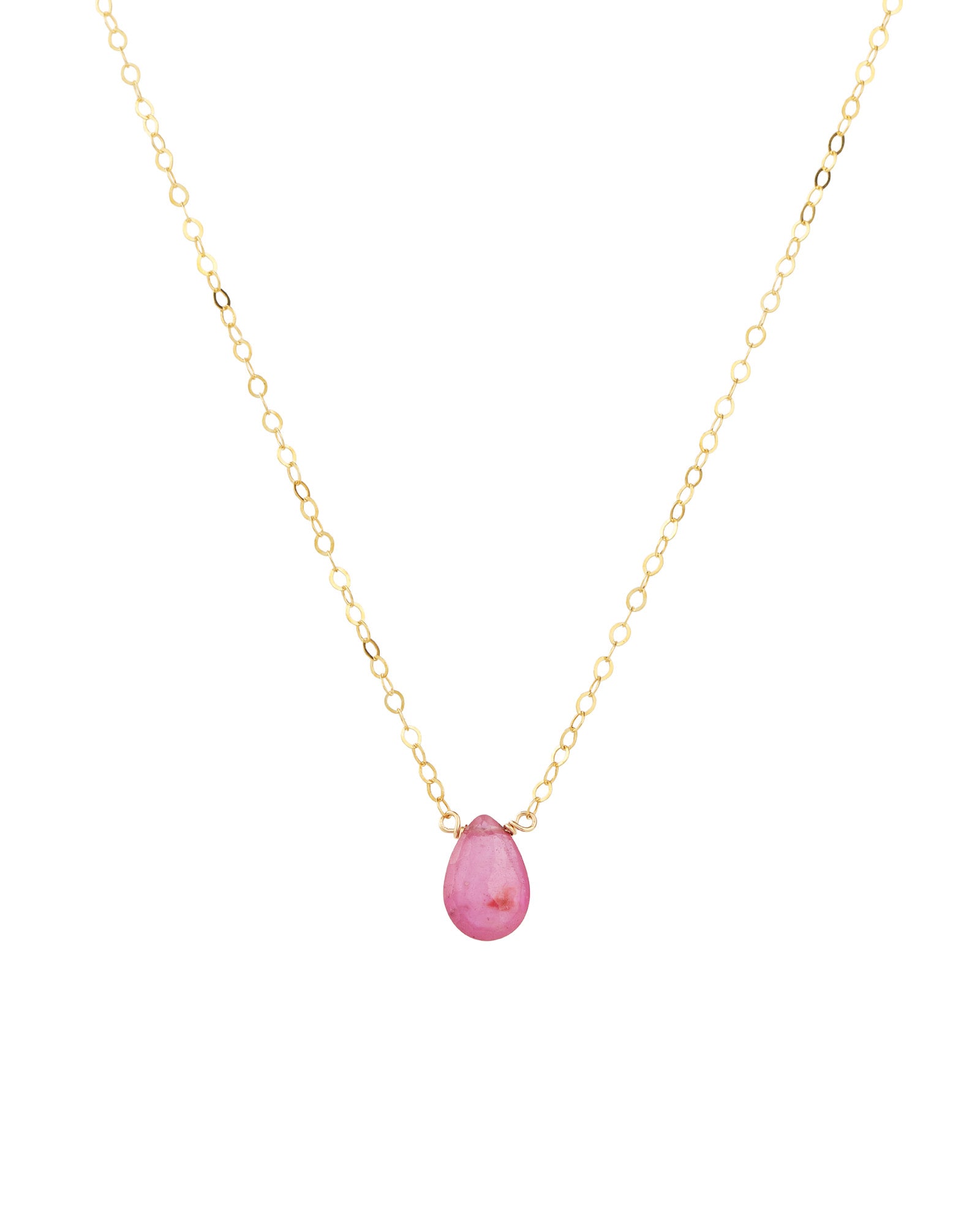 Stoned By Gem Jar-Pink Sapphire Pear Cable Chain Necklace | 6mm-Necklaces-Blue Ruby Jewellery-Vancouver Canada
