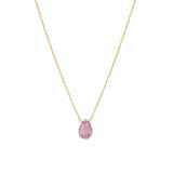 Stoned By Gem Jar-Pink Sapphire Pear Cable Chain Necklace-Necklaces-14k Gold Filled, Pink Sapphire-Blue Ruby Jewellery-Vancouver Canada