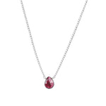 Stoned By Gem Jar-Garnet Pear Curb Chain Necklace-Necklaces-Sterling Silver, Garnet-Blue Ruby Jewellery-Vancouver Canada