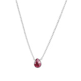 Stoned By Gem Jar-Garnet Pear Curb Chain Necklace-Necklaces-Sterling Silver, Garnet-Blue Ruby Jewellery-Vancouver Canada