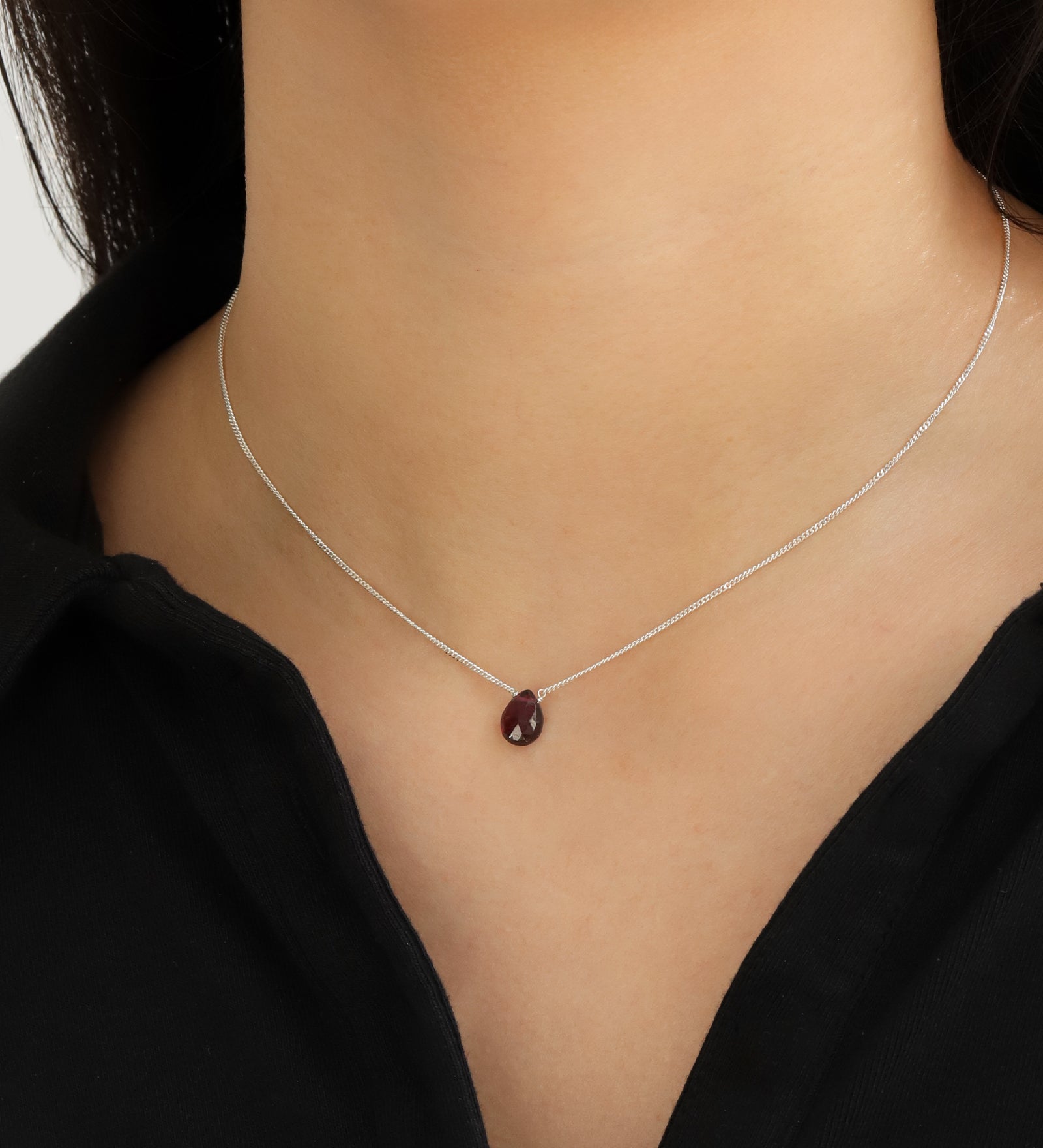 Stoned By Gem Jar-Pear Stone Curb Necklace-Necklaces-Blue Ruby Jewellery-Vancouver Canada