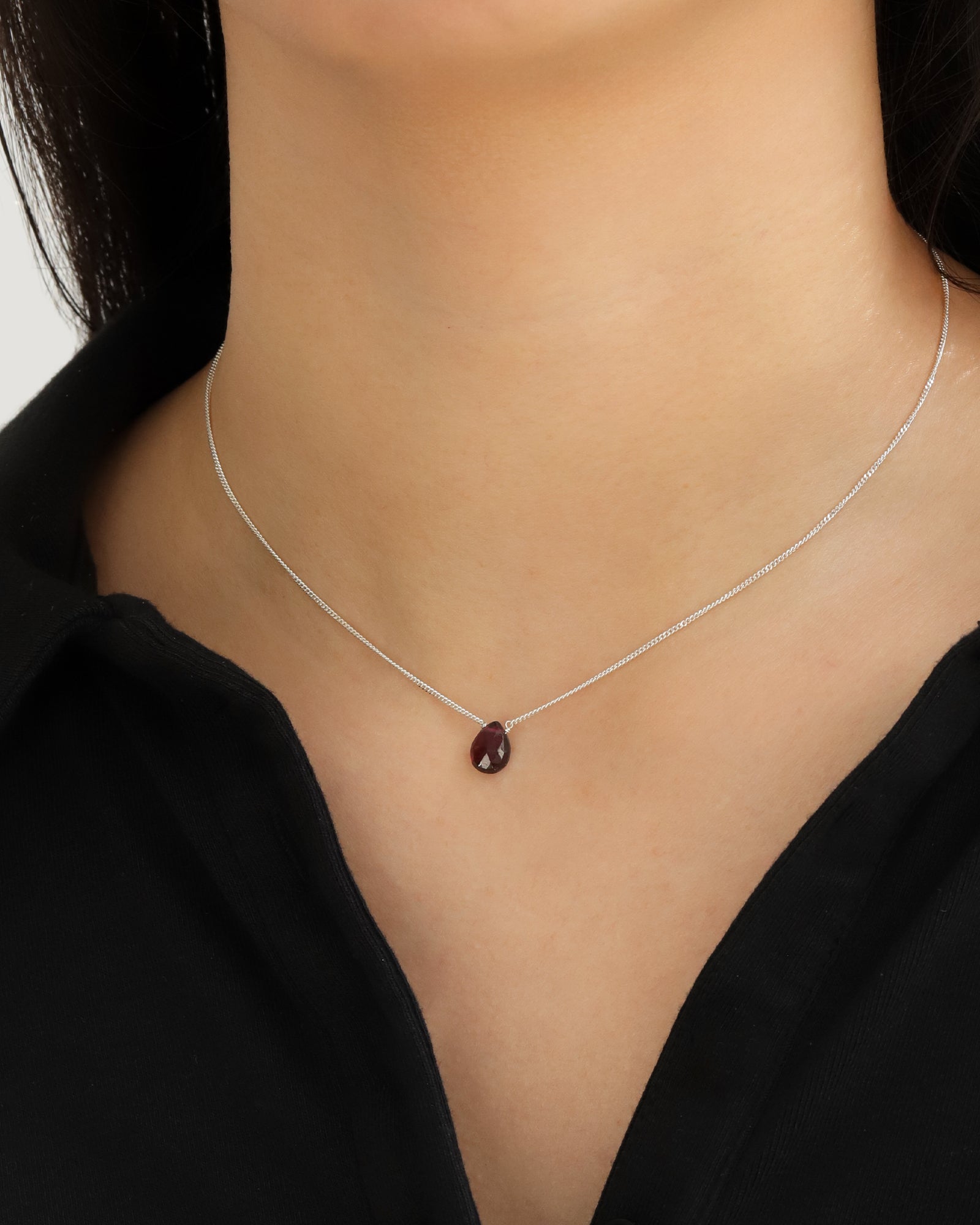 Stoned By Gem Jar-Pear Stone Curb Necklace-Necklaces-Blue Ruby Jewellery-Vancouver Canada