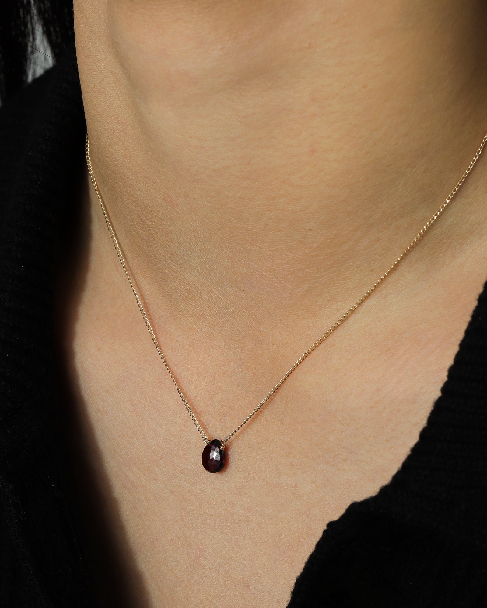 Stoned By Gem Jar-Pear Stone Curb Necklace-Necklaces-Blue Ruby Jewellery-Vancouver Canada