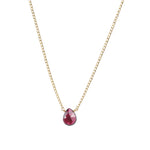 Stoned By Gem Jar-Garnet Pear Curb Chain Necklace-Necklaces-14k Gold Filled, Garnet-Blue Ruby Jewellery-Vancouver Canada