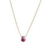 Stoned By Gem Jar-Garnet Pear Curb Chain Necklace-Necklaces-14k Gold Filled, Garnet-Blue Ruby Jewellery-Vancouver Canada