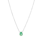 Stoned By Gem Jar-Chrysoprase Pear Cable Chain Necklace-Necklaces-Sterling Silver, Chrysoprase-Blue Ruby Jewellery-Vancouver Canada