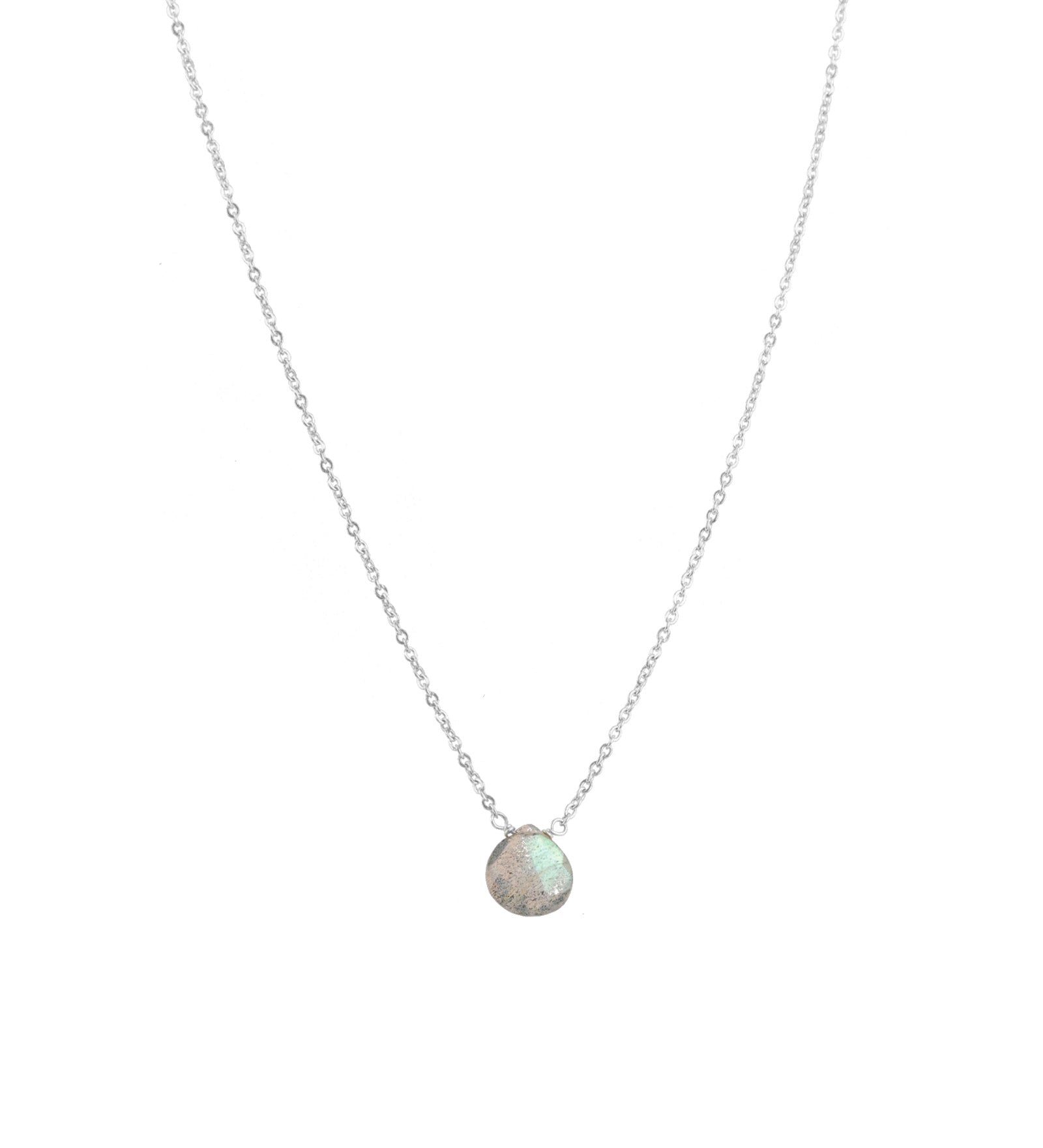 Stoned By Gem Jar-Labradorite Heart Cable Chain Necklace-Necklaces-Sterling Silver, Labradorite-Blue Ruby Jewellery-Vancouver Canada