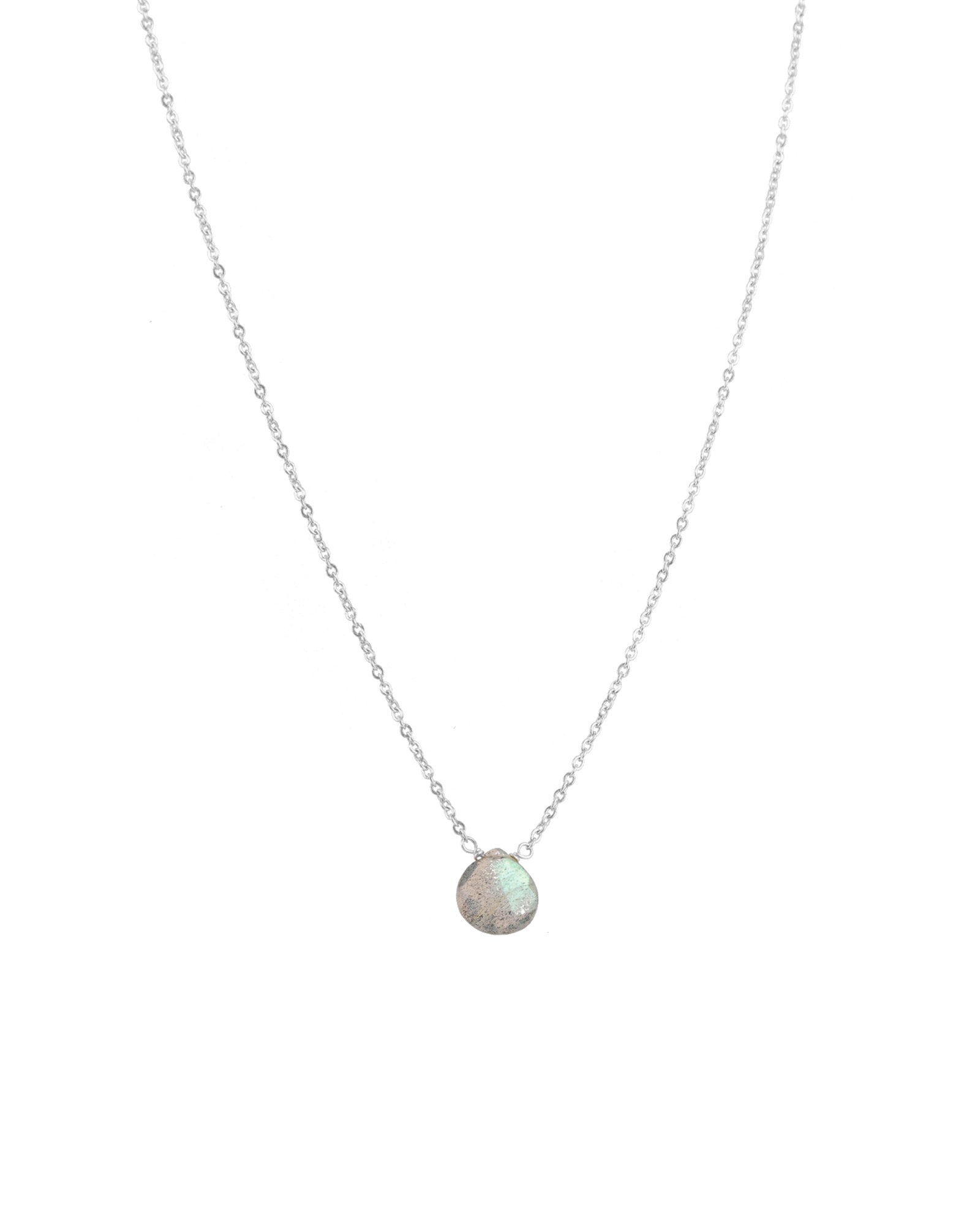 Stoned By Gem Jar-Labradorite Heart Cable Chain Necklace-Necklaces-Sterling Silver, Labradorite-Blue Ruby Jewellery-Vancouver Canada