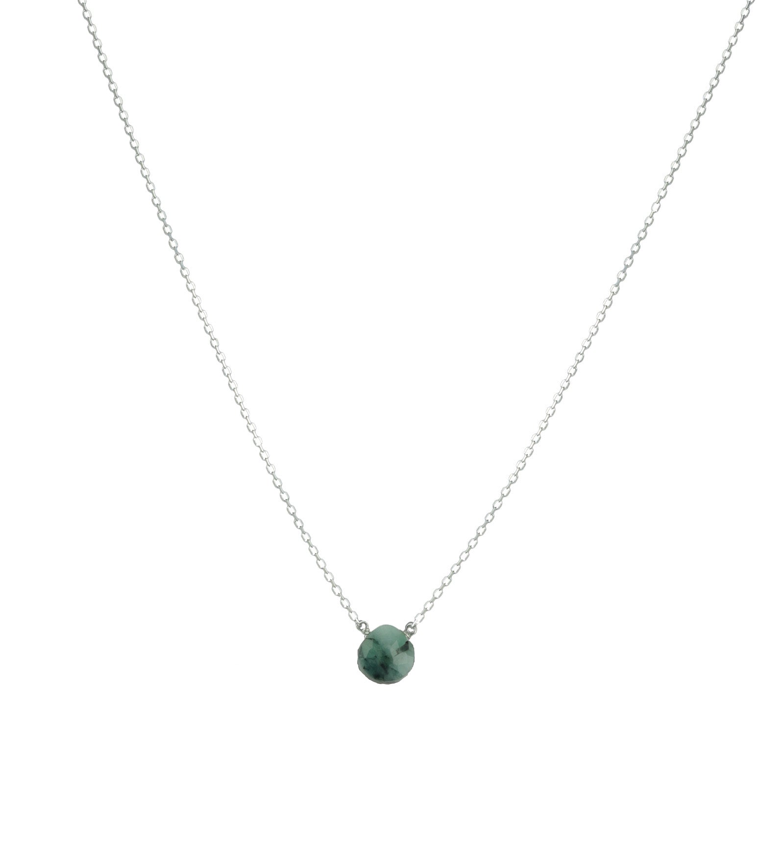 Stoned By Gem Jar-Emerald Heart Cable Chain Necklace-Necklaces-Sterling Silver, Emerald-Blue Ruby Jewellery-Vancouver Canada