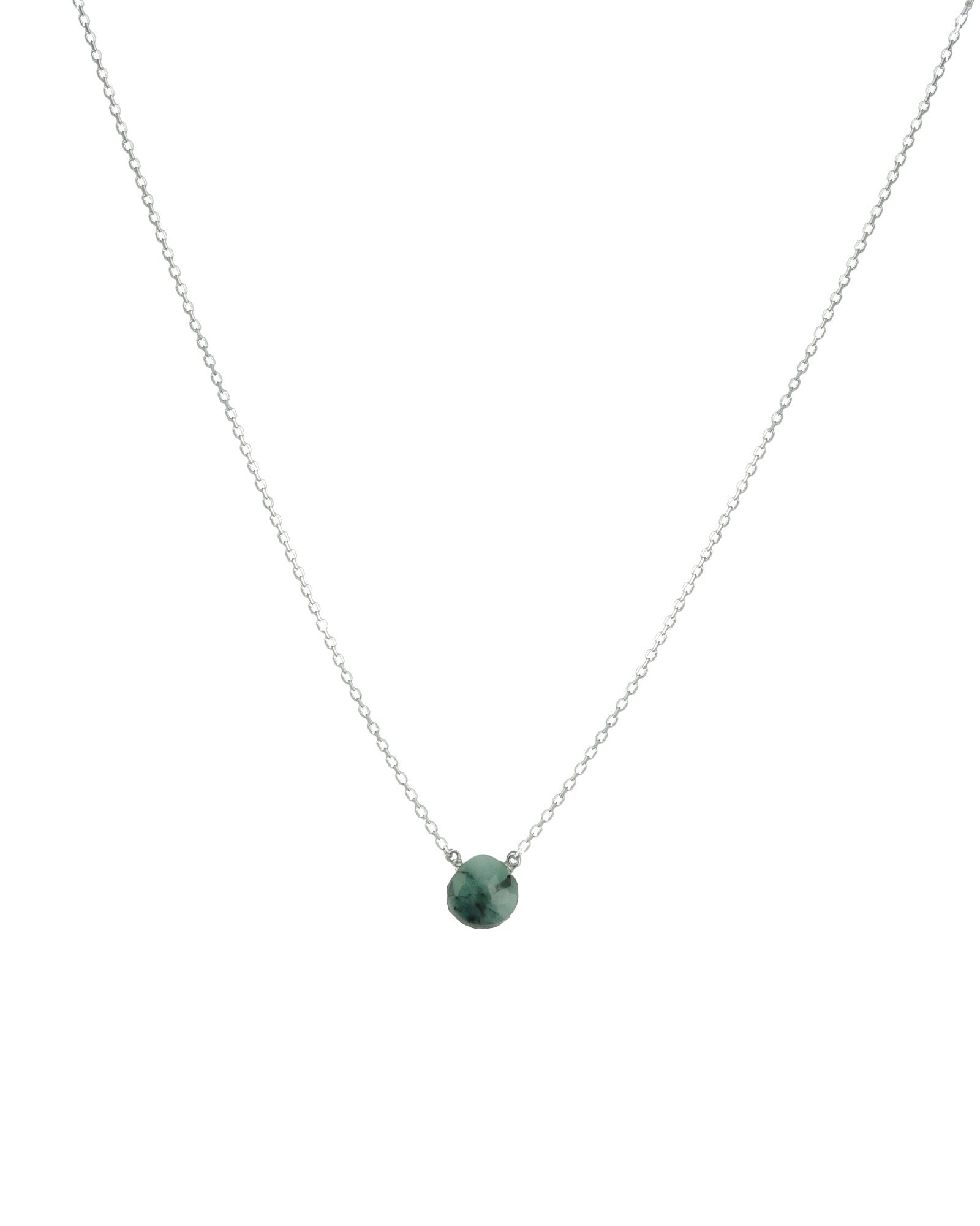 Stoned By Gem Jar-Emerald Heart Cable Chain Necklace-Necklaces-Sterling Silver, Emerald-Blue Ruby Jewellery-Vancouver Canada