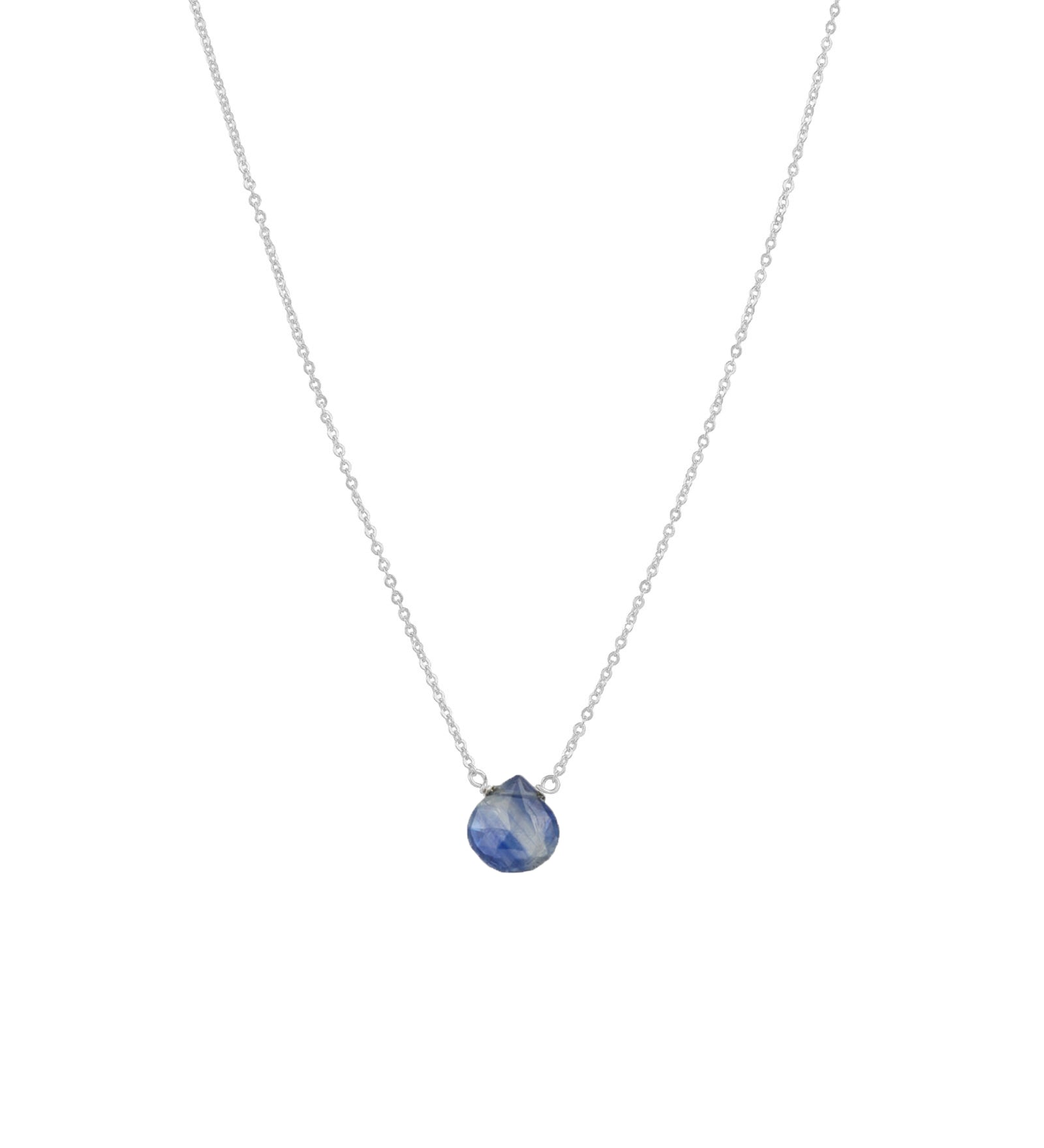 Stoned By Gem Jar-Blue Kyanite Heart Cable Chain Necklace-Necklaces-Sterling Silver, Blue Kyanite-Blue Ruby Jewellery-Vancouver Canada