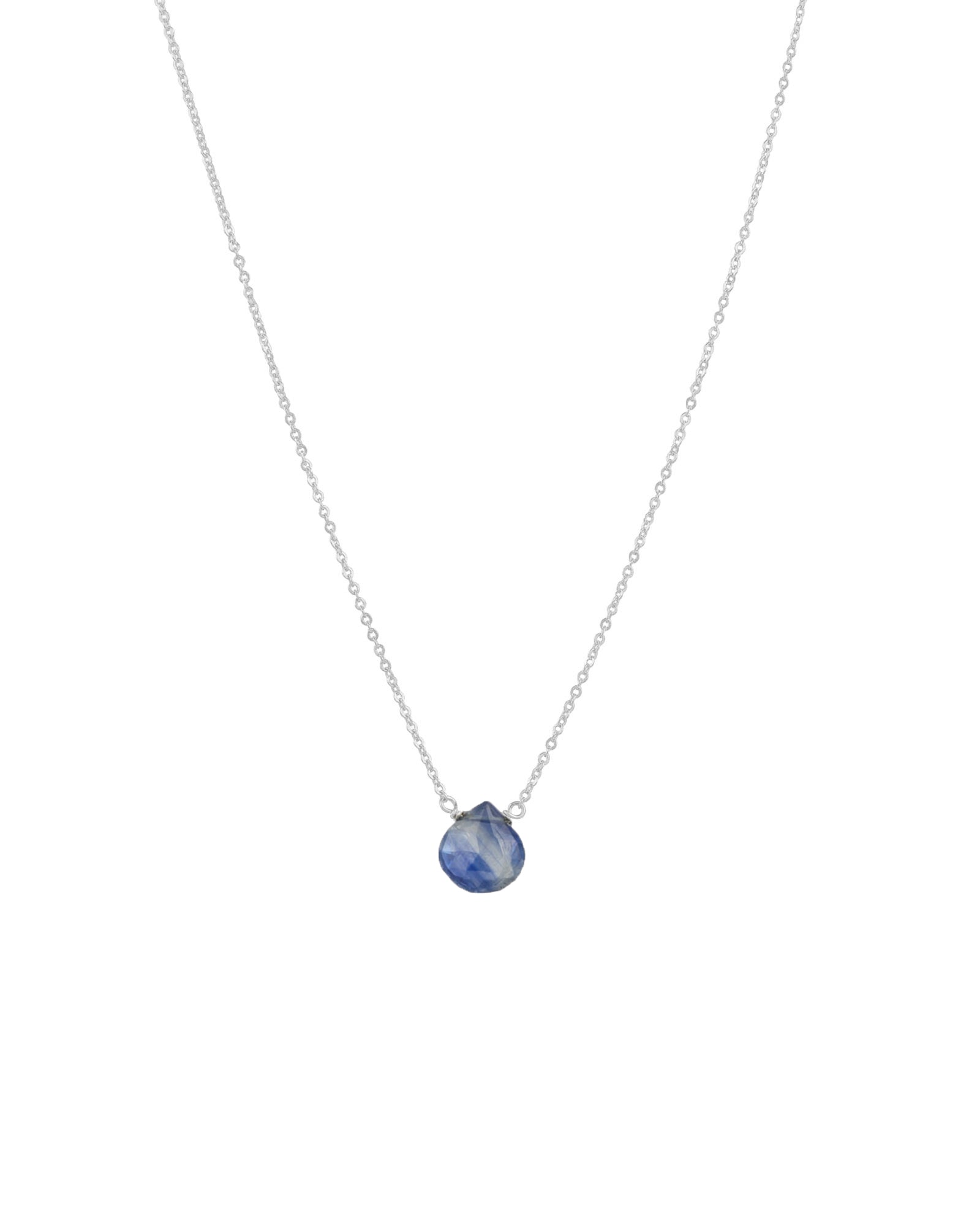 Stoned By Gem Jar-Blue Kyanite Heart Cable Chain Necklace-Necklaces-Sterling Silver, Blue Kyanite-Blue Ruby Jewellery-Vancouver Canada