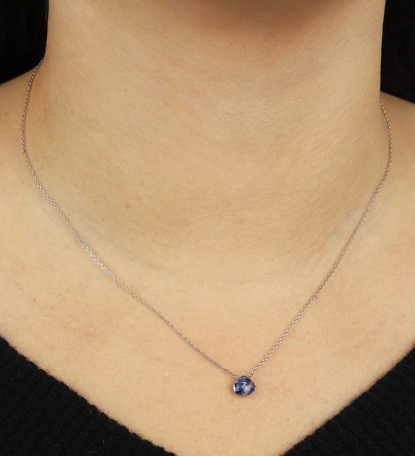 Stoned By Gem Jar-Blue Kyanite Heart Cable Chain Necklace-Necklaces-Blue Ruby Jewellery-Vancouver Canada