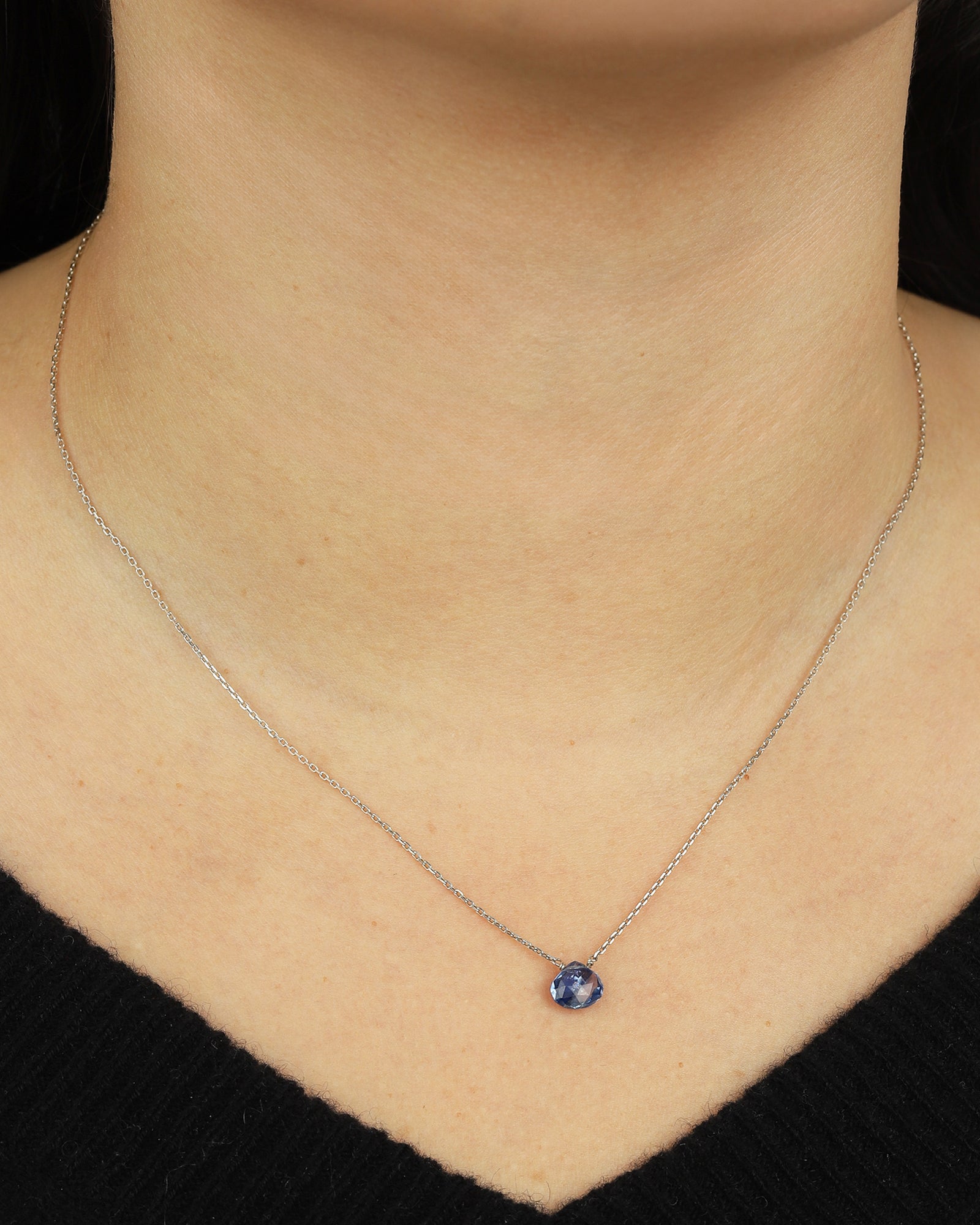 Stoned By Gem Jar-Blue Kyanite Heart Cable Chain Necklace-Necklaces-Blue Ruby Jewellery-Vancouver Canada