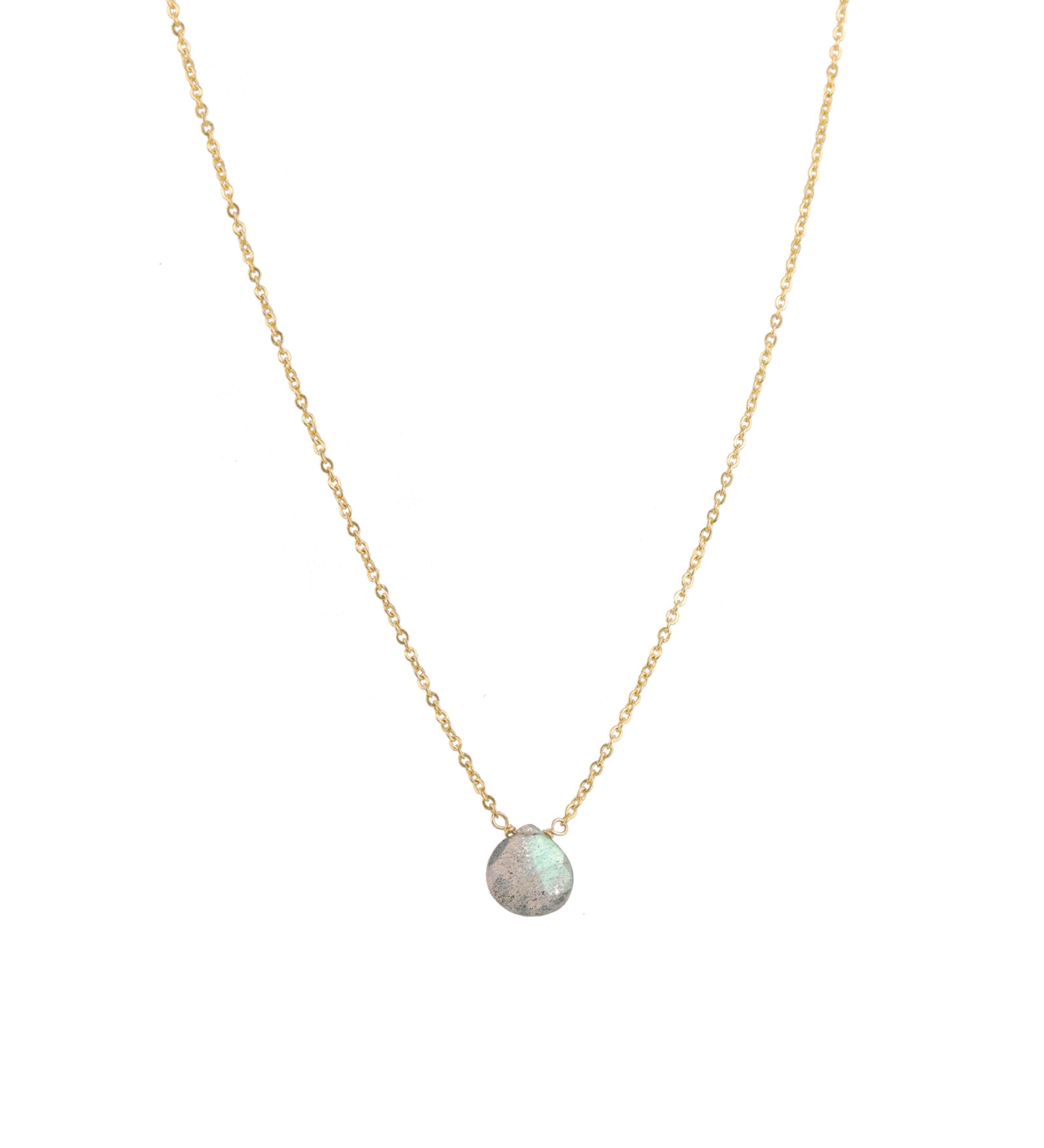 Stoned By Gem Jar-Labradorite Heart Cable Chain Necklace-Necklaces-14k Gold Filled, Labradorite-Blue Ruby Jewellery-Vancouver Canada