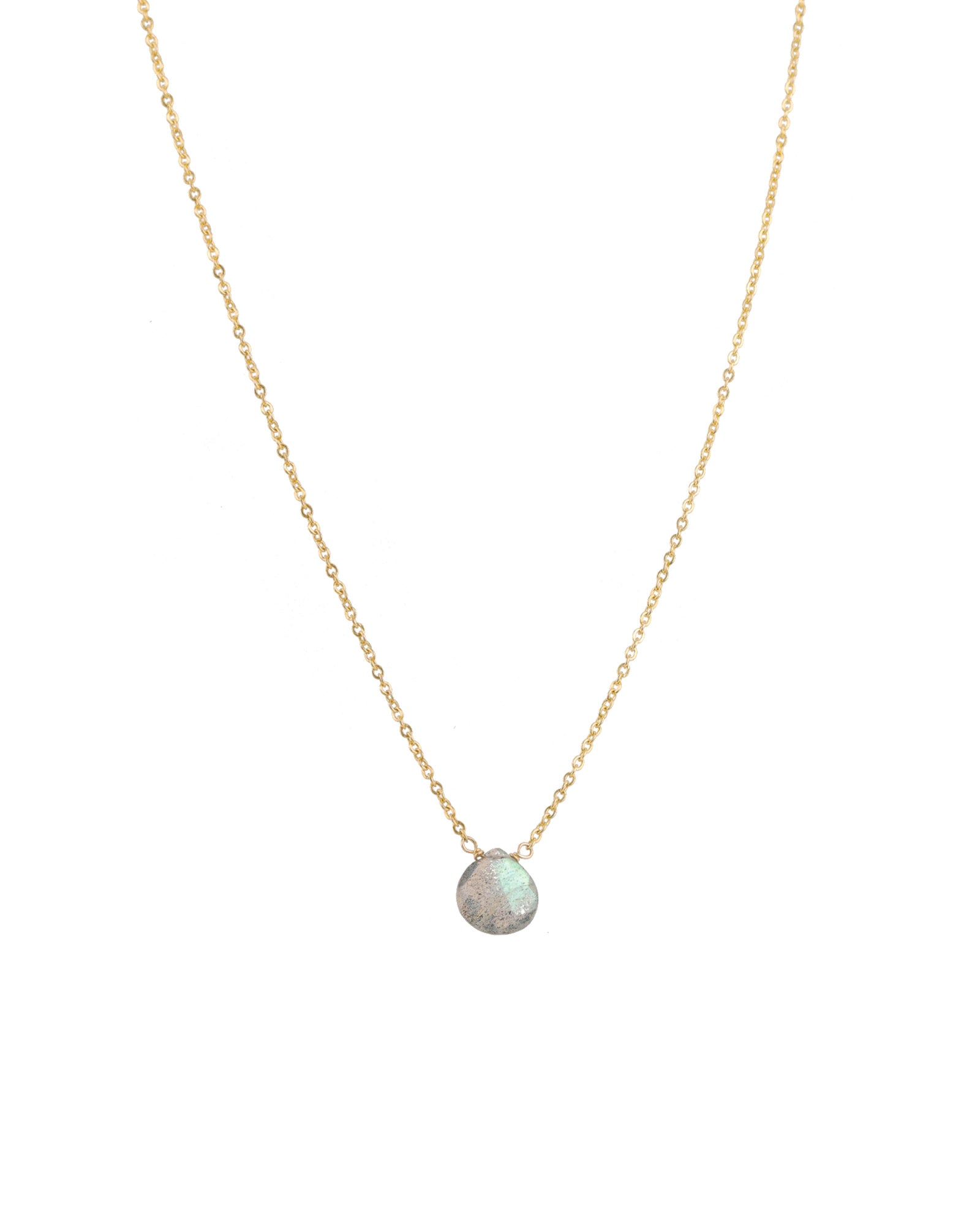 Stoned By Gem Jar-Labradorite Heart Cable Chain Necklace-Necklaces-14k Gold Filled, Labradorite-Blue Ruby Jewellery-Vancouver Canada