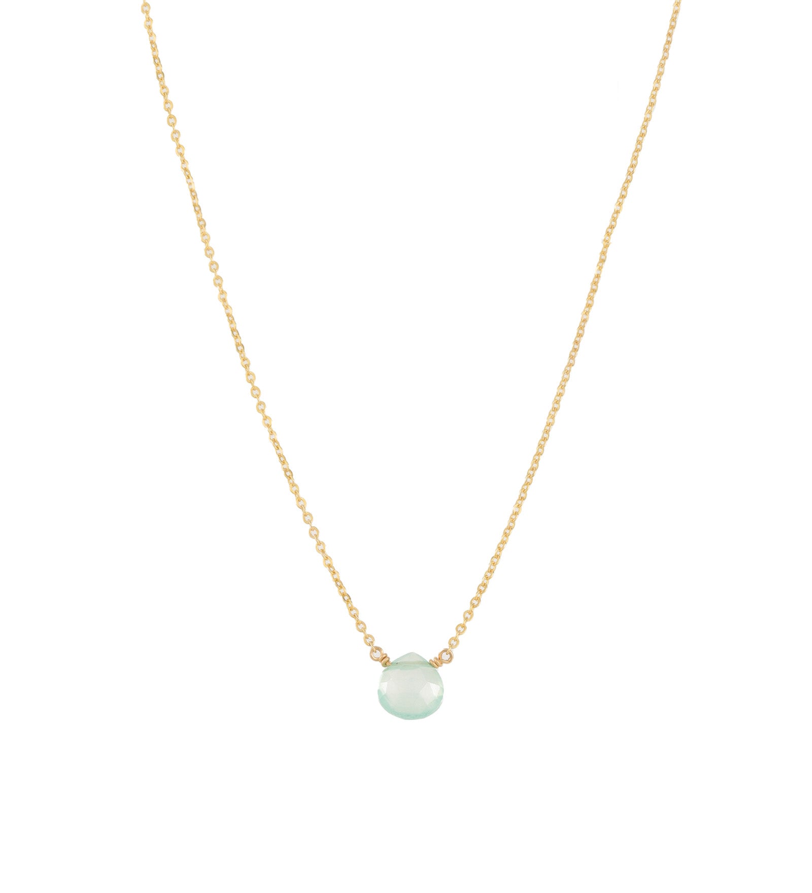 Stoned by Gem Jar-Heart Stone Cable Chain Necklace-Necklaces-14k Gold Filled, Aqua Chalcedony-Blue Ruby Jewellery-Vancouver Canada
