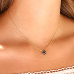Stoned By Gem Jar-London Blue Topaz Heart Cable Chain Necklace | 8mm-Necklaces-Blue Ruby Jewellery-Vancouver Canada