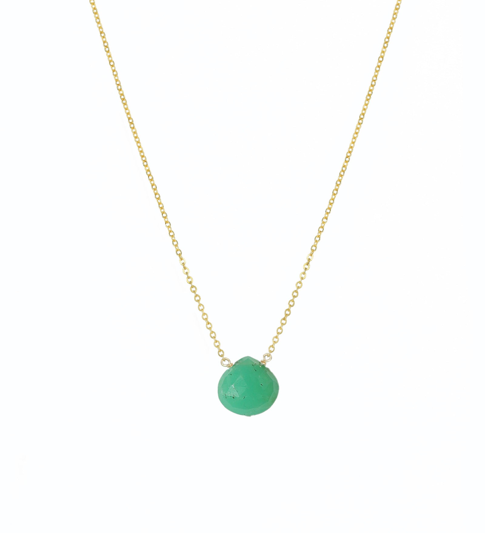 Stoned By Gem Jar-Chrysoprase Heart Curb Chain Necklace-Necklaces-14k Gold Filled, Chrysoprase-Blue Ruby Jewellery-Vancouver Canada