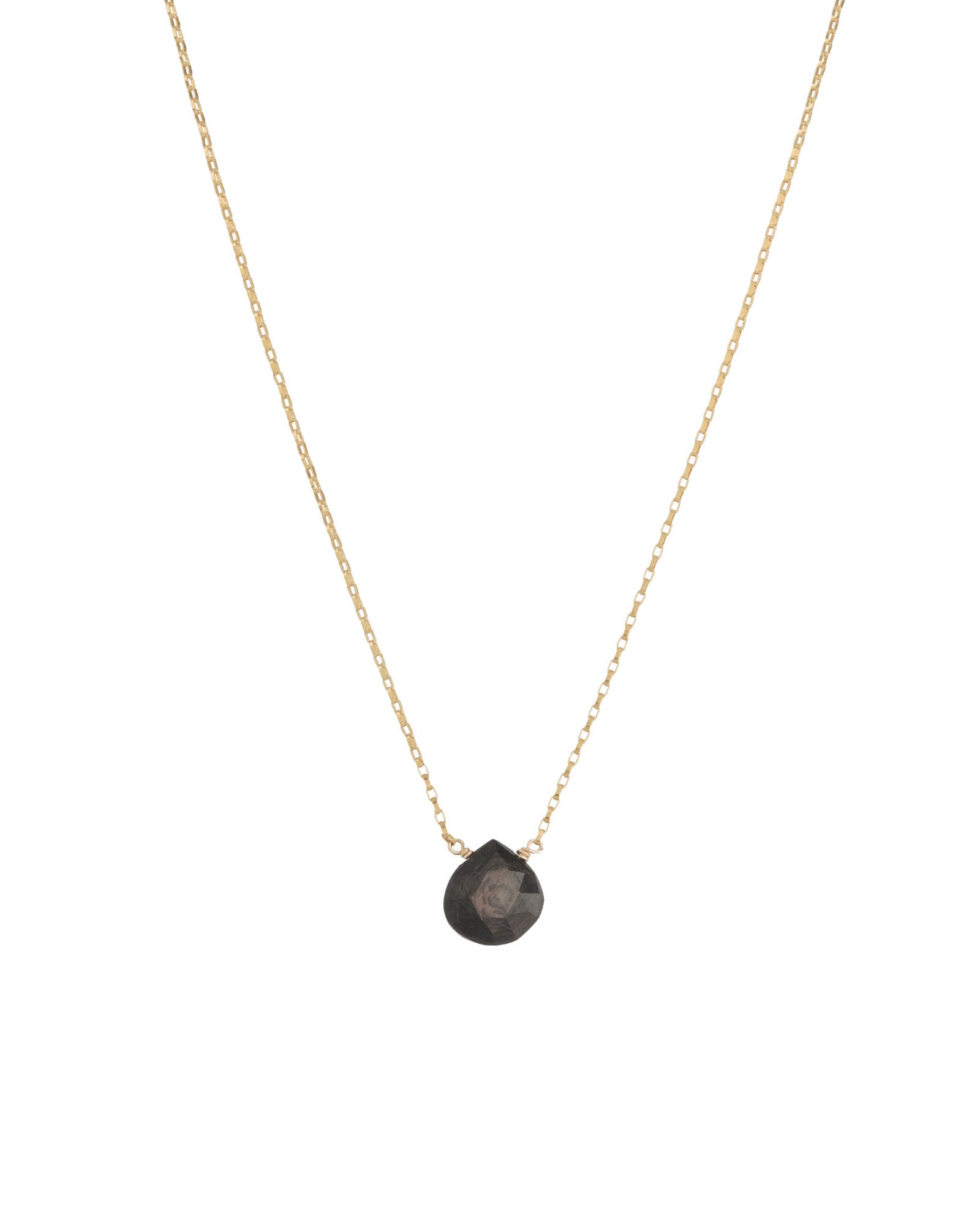Stoned by Gem Jar-Heart Stone Box Chain Necklace-Necklaces-14k Gold Filled, Hypersthene-Blue Ruby Jewellery-Vancouver Canada