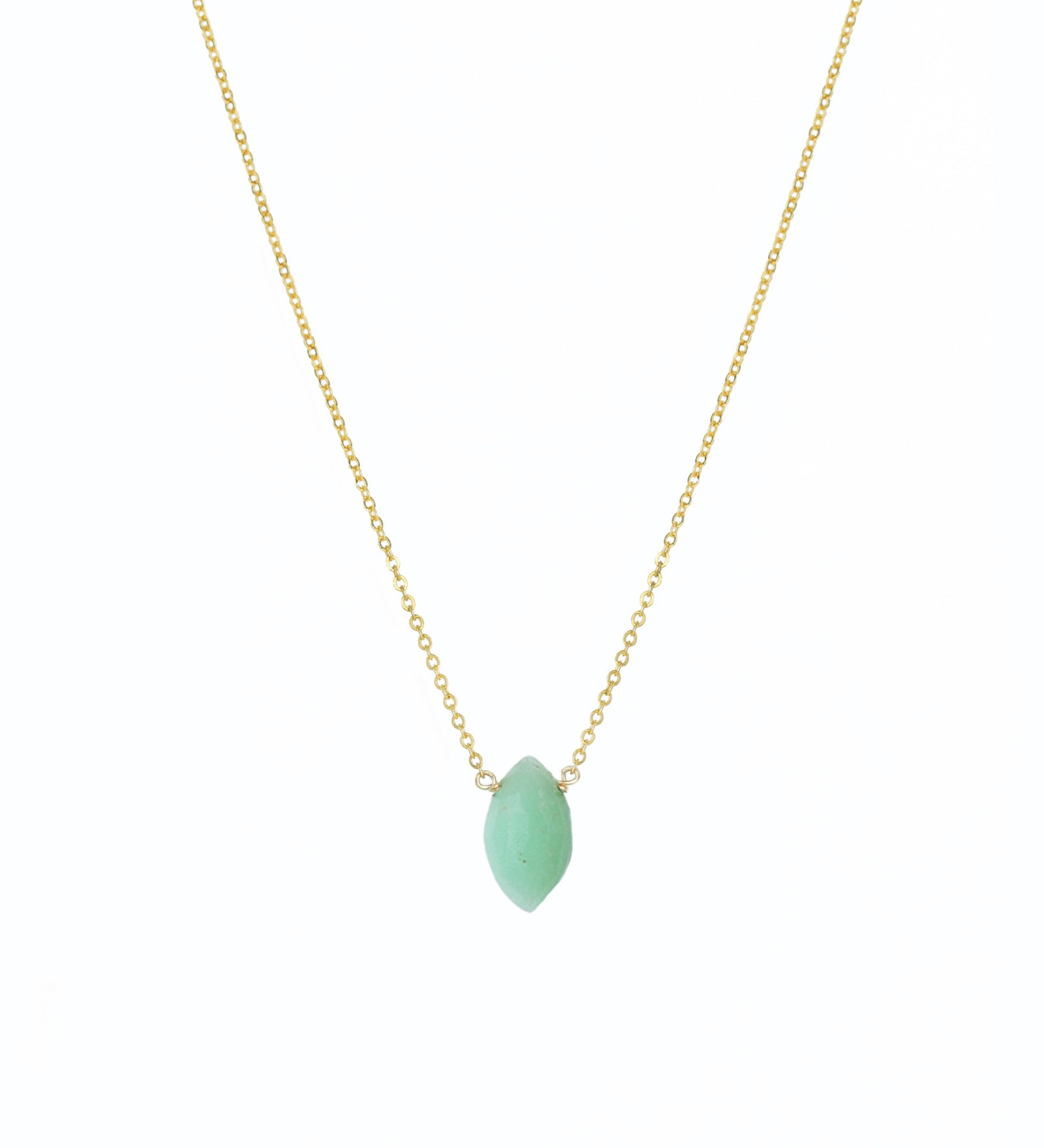 Stoned By Gem Jar-Chrysoprase Marquise Cable Chain Necklace-Necklaces-14k Gold Filled, Chrysoprase-Blue Ruby Jewellery-Vancouver Canada