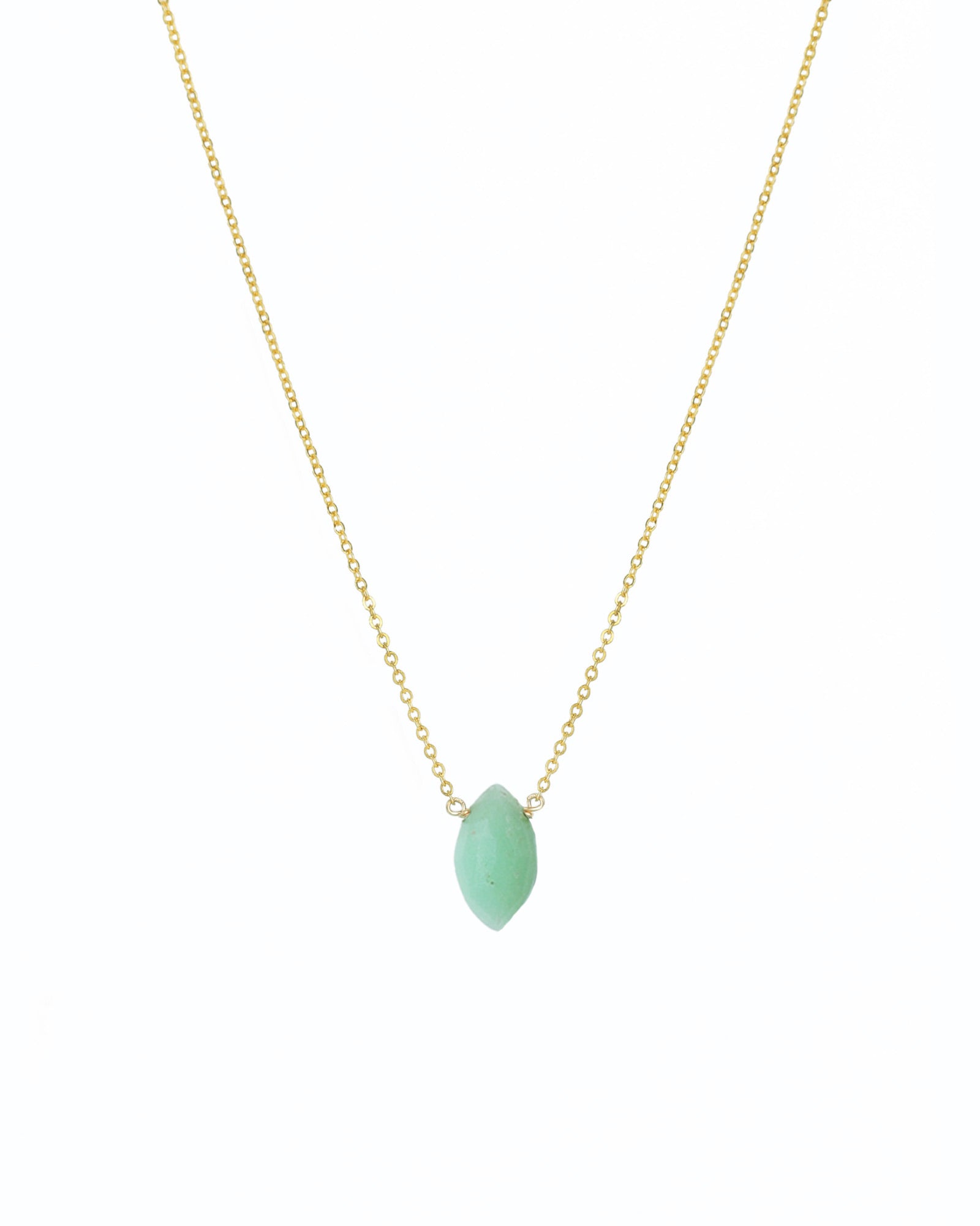 Stoned By Gem Jar-Chrysoprase Marquise Cable Chain Necklace-Necklaces-14k Gold Filled, Chrysoprase-Blue Ruby Jewellery-Vancouver Canada