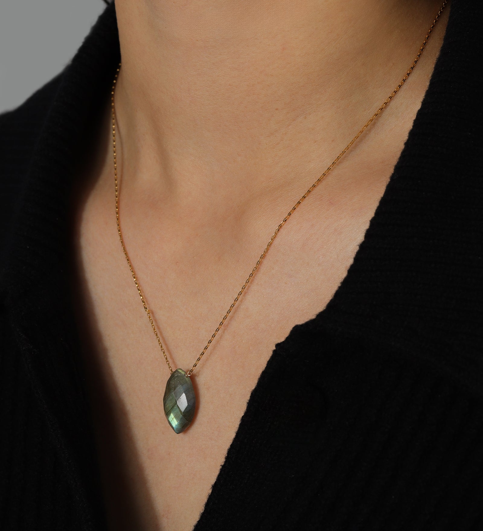 Stoned by Gem Jar-Marquise Stone Box Necklace-Necklaces-14k Gold Filled, Labradorite-Blue Ruby Jewellery-Vancouver Canada