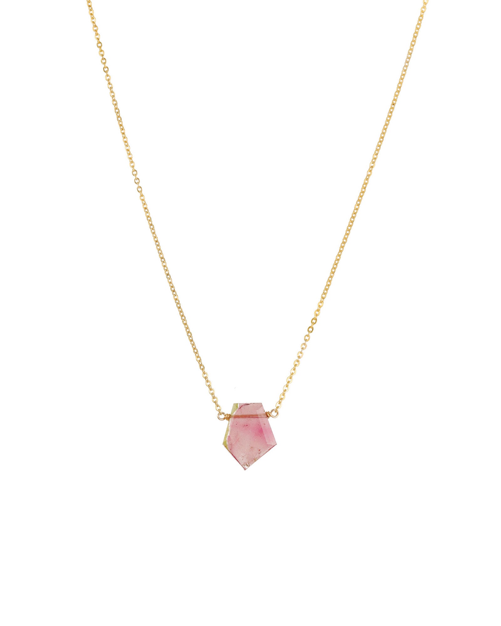 Stoned by Gem Jar-Hexagon Stone Cable Chain Necklace-Necklaces-14k Gold Filled, Tourmaline-Blue Ruby Jewellery-Vancouver Canada