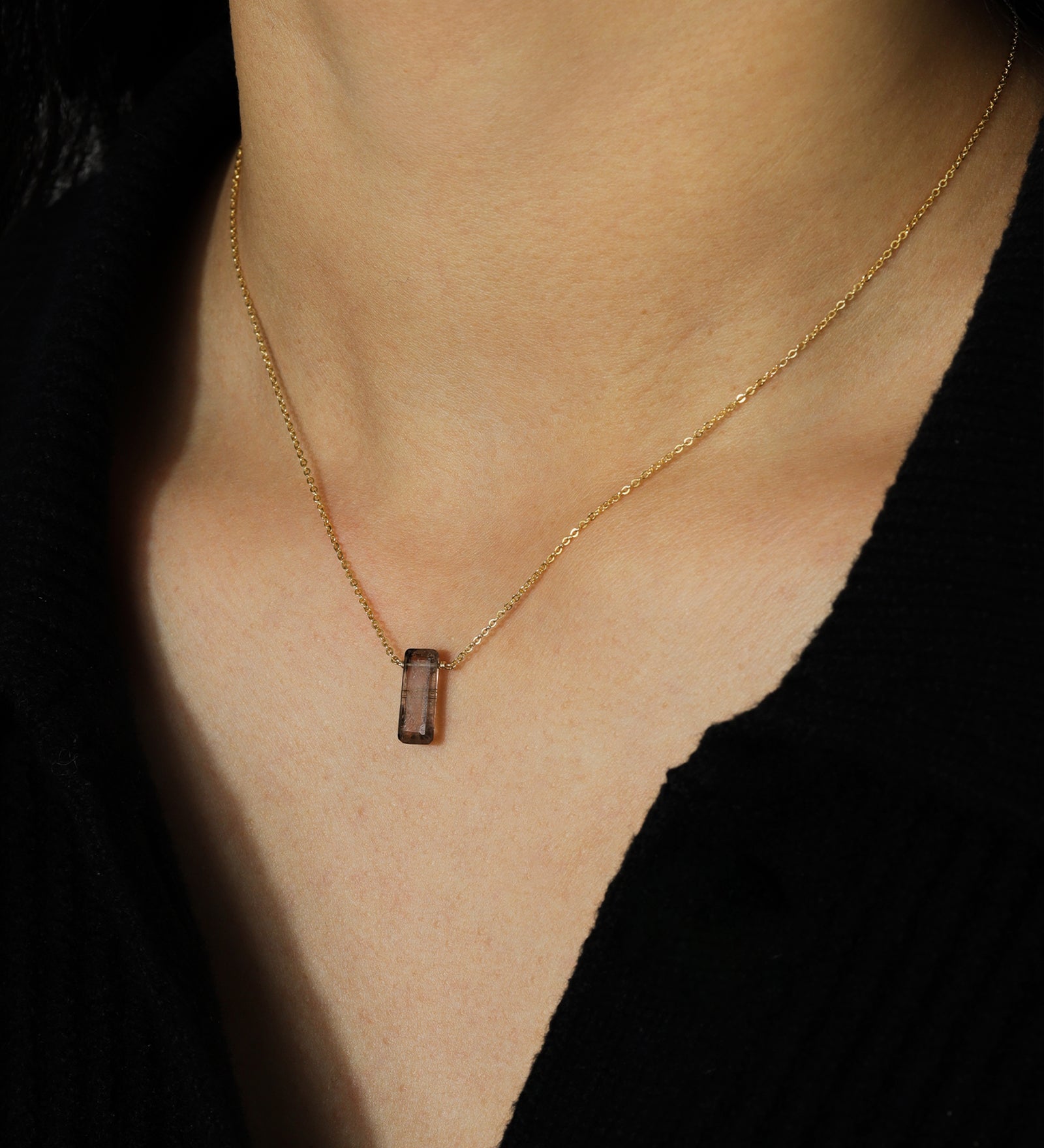 Stoned By Gem Jar-Rectangle Stone Cable Necklace-Necklaces-Blue Ruby Jewellery-Vancouver Canada