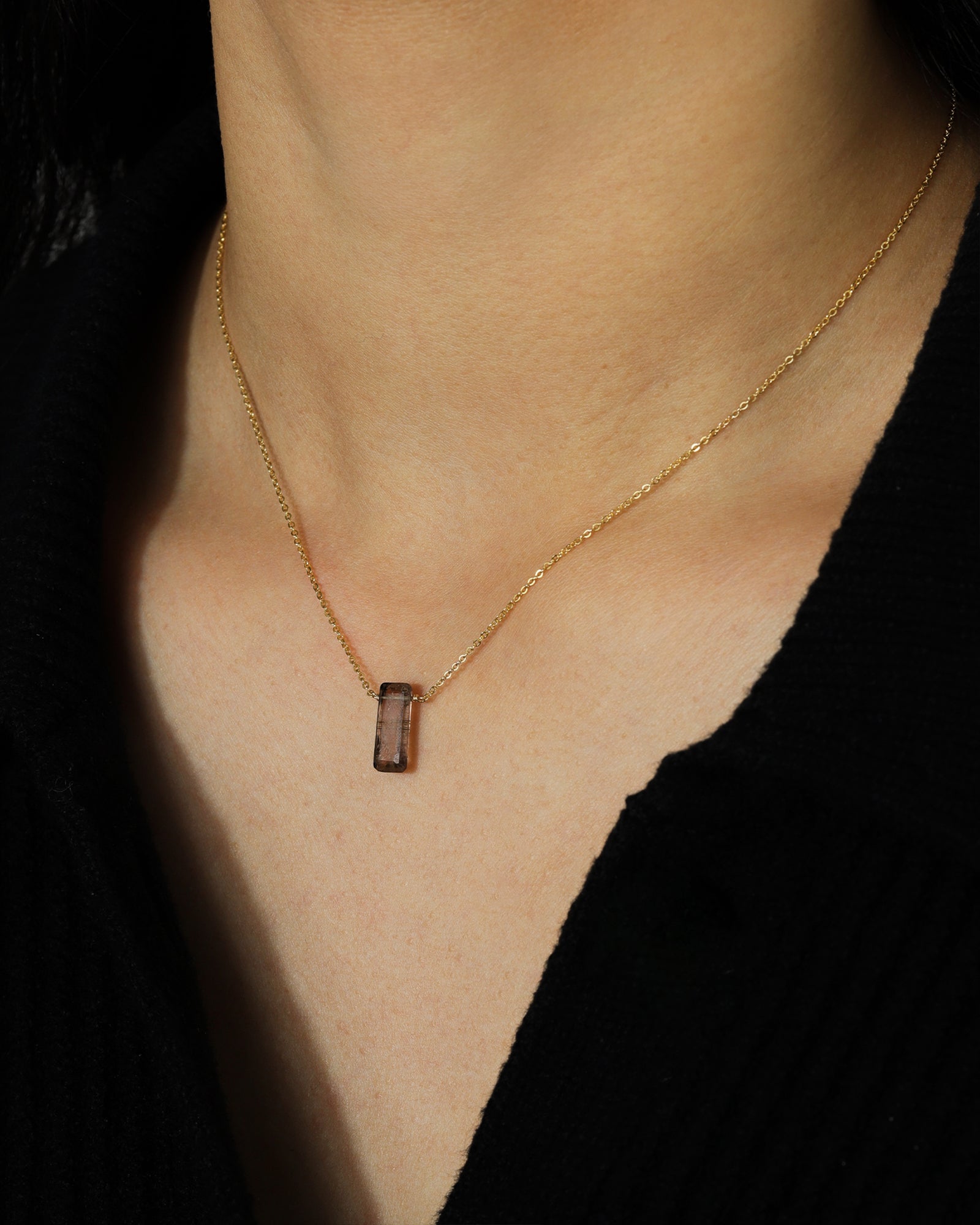 Stoned By Gem Jar-Rectangle Stone Cable Necklace-Necklaces-Blue Ruby Jewellery-Vancouver Canada