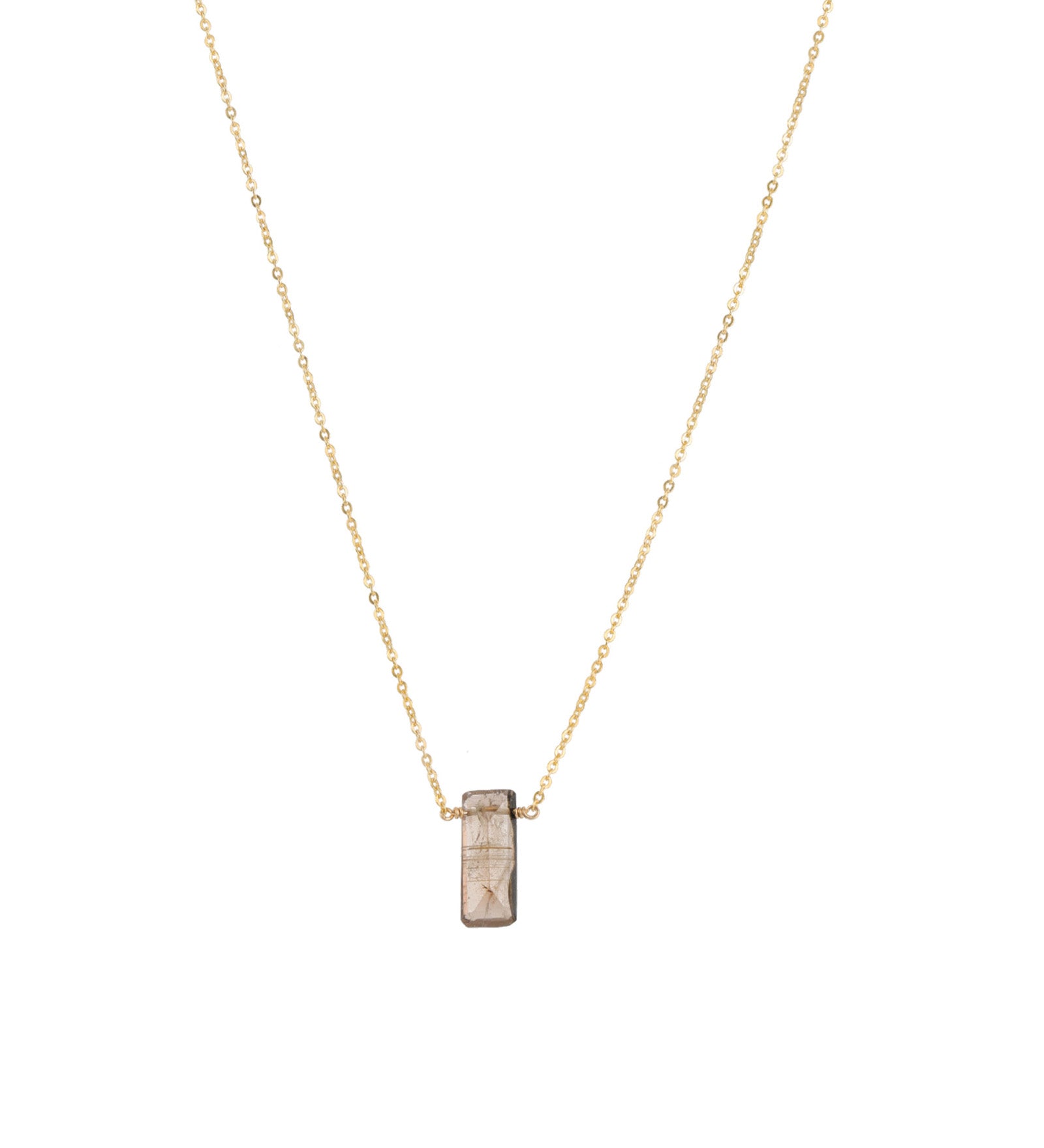 Rectangle Stone Cable Necklace 14k Gold Filled, Tourmaline