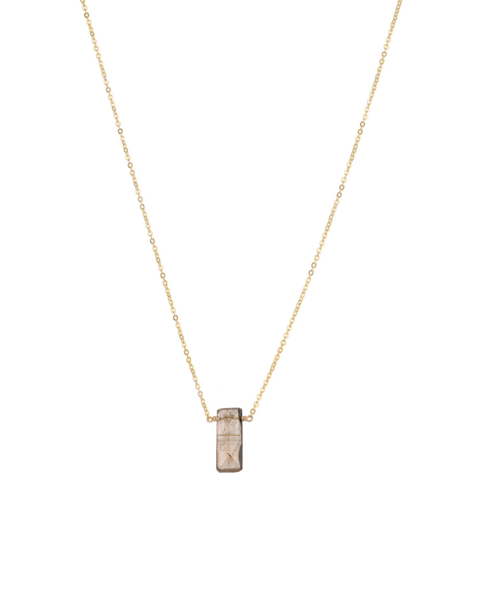 Rectangle Stone Cable Necklace 14k Gold Filled, Tourmaline