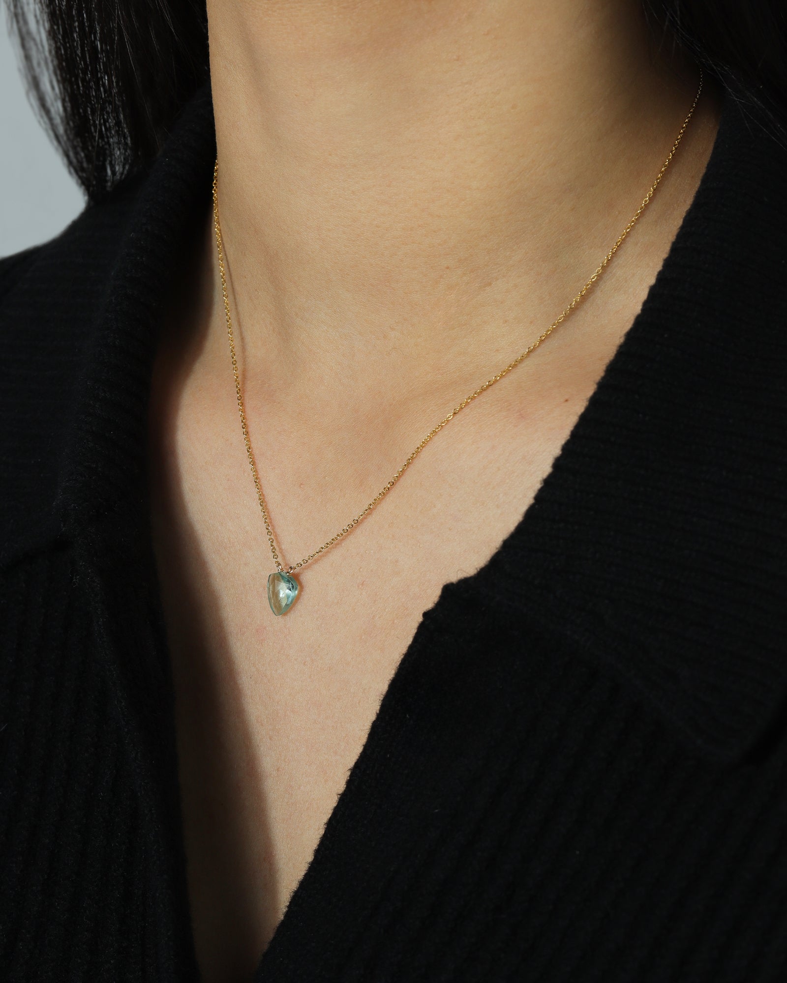 Stoned by Gem Jar-Triangle Stone Box Chain Necklace-Necklaces-14k Gold Filled, Aquamarine-Blue Ruby Jewellery-Vancouver Canada