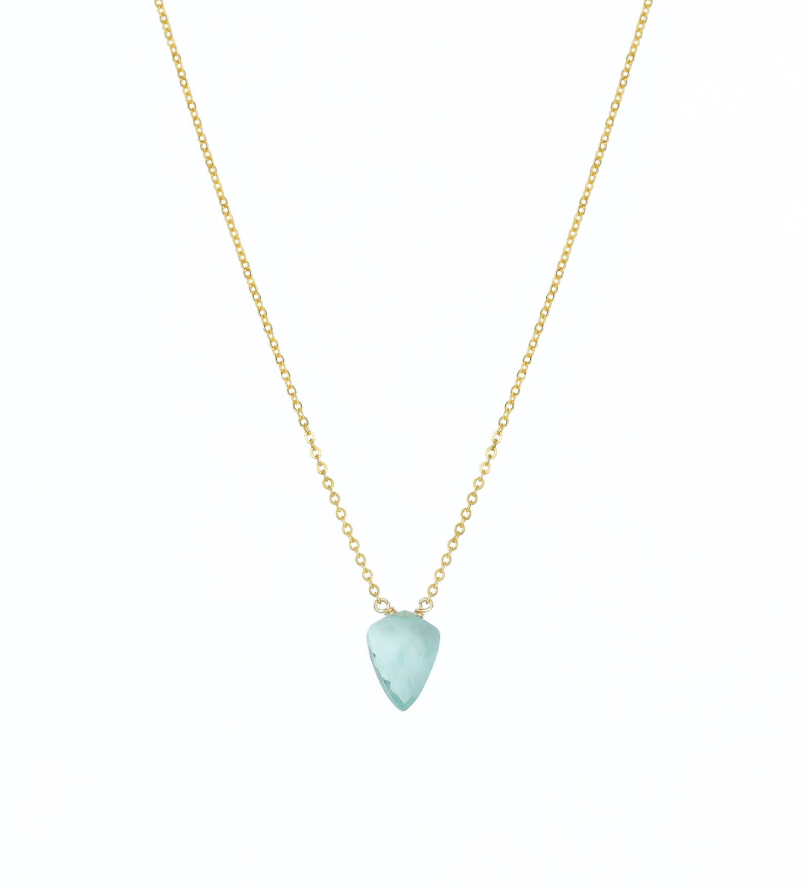 Stoned By Gem Jar-Triangle Stone Box Chain Necklace-Necklaces-14k Gold Filled, Aquamarine-Blue Ruby Jewellery-Vancouver Canada