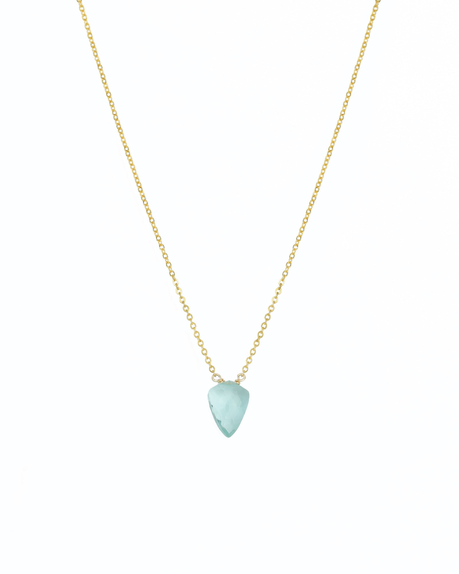 Stoned By Gem Jar-Triangle Stone Box Chain Necklace-Necklaces-14k Gold Filled, Aquamarine-Blue Ruby Jewellery-Vancouver Canada