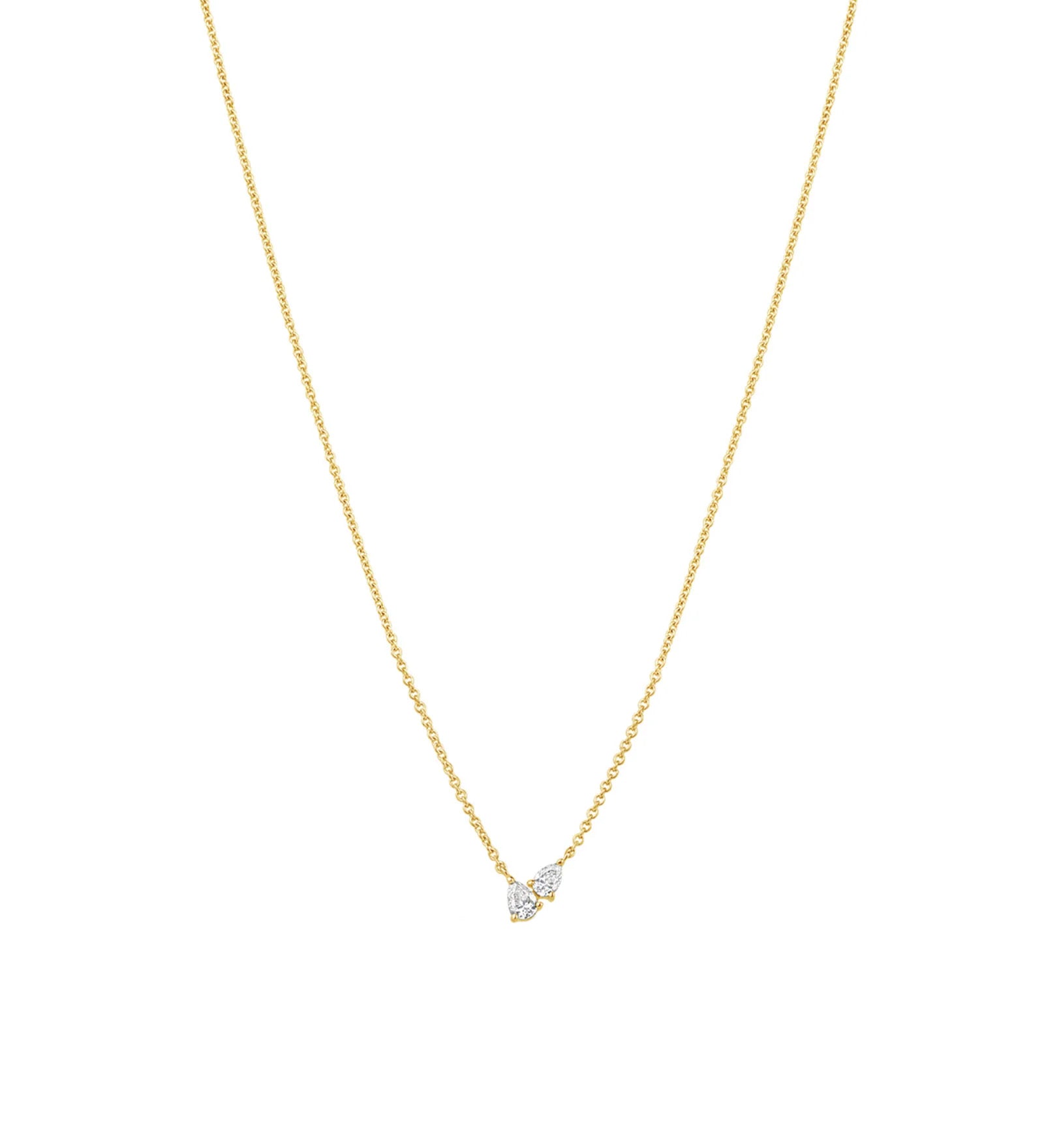 Goldhive-Double Teardrop Diamond Necklace-Necklaces-14k Yellow Gold, Diamond-Blue Ruby Jewellery-Vancouver Canada
