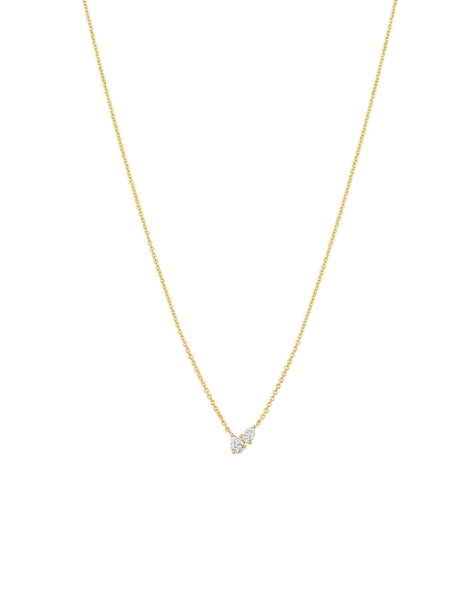 Goldhive-Double Teardrop Diamond Necklace-Necklaces-14k Yellow Gold, Diamond-Blue Ruby Jewellery-Vancouver Canada