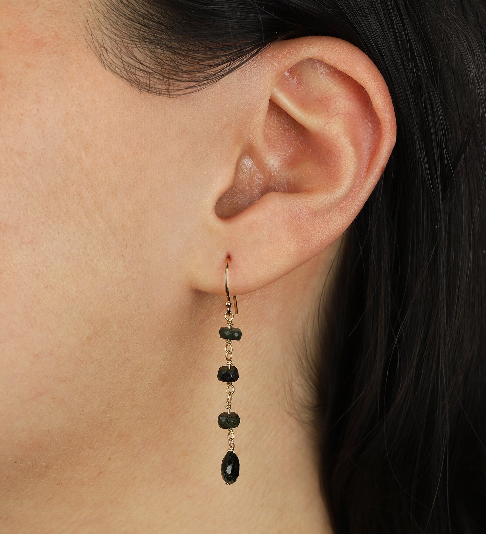 Stoned By Gem Jar-Green Tourmaline Wire Wrap Drop Hooks-Earrings-Blue Ruby Jewellery-Vancouver Canada