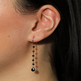 Stoned By Gem Jar-Black Spinel Wire Wrap Chain Drop Hooks-Earrings-Blue Ruby Jewellery-Vancouver Canada
