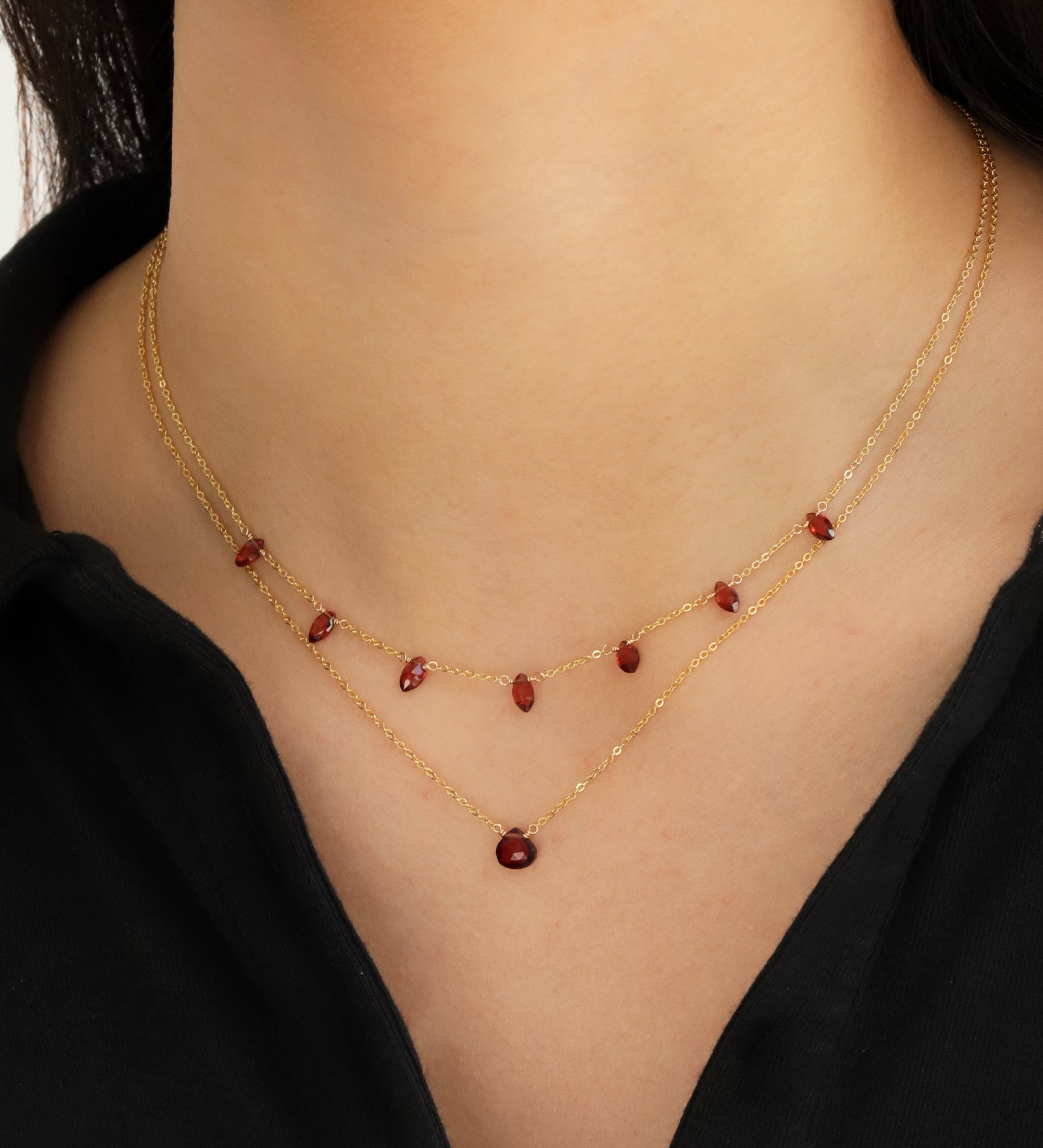 Stoned By Gem Jar-Seven Marquise Stone Drop Necklace-Necklaces-Blue Ruby Jewellery-Vancouver Canada