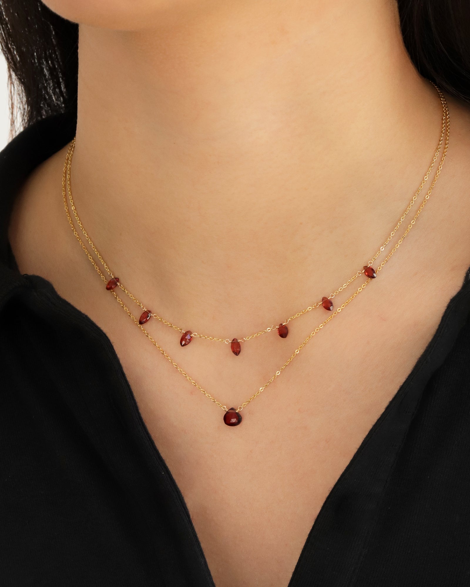 Stoned By Gem Jar-Seven Marquise Stone Drop Necklace-Necklaces-Blue Ruby Jewellery-Vancouver Canada