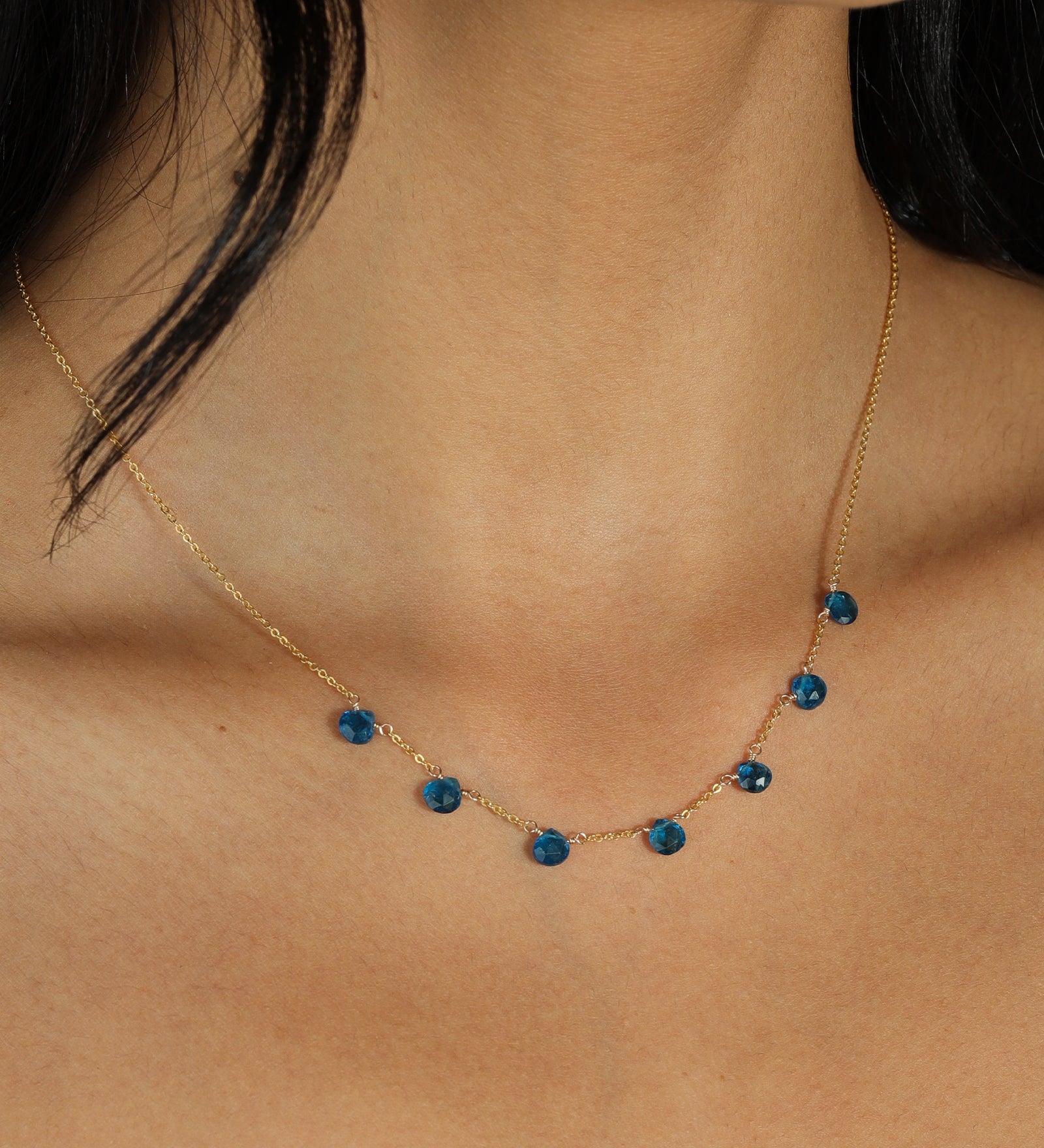 Stoned by Gem Jar-7 Stone Drop Necklace-Necklaces-14k Gold Filled, Neon Apatite-Blue Ruby Jewellery-Vancouver Canada