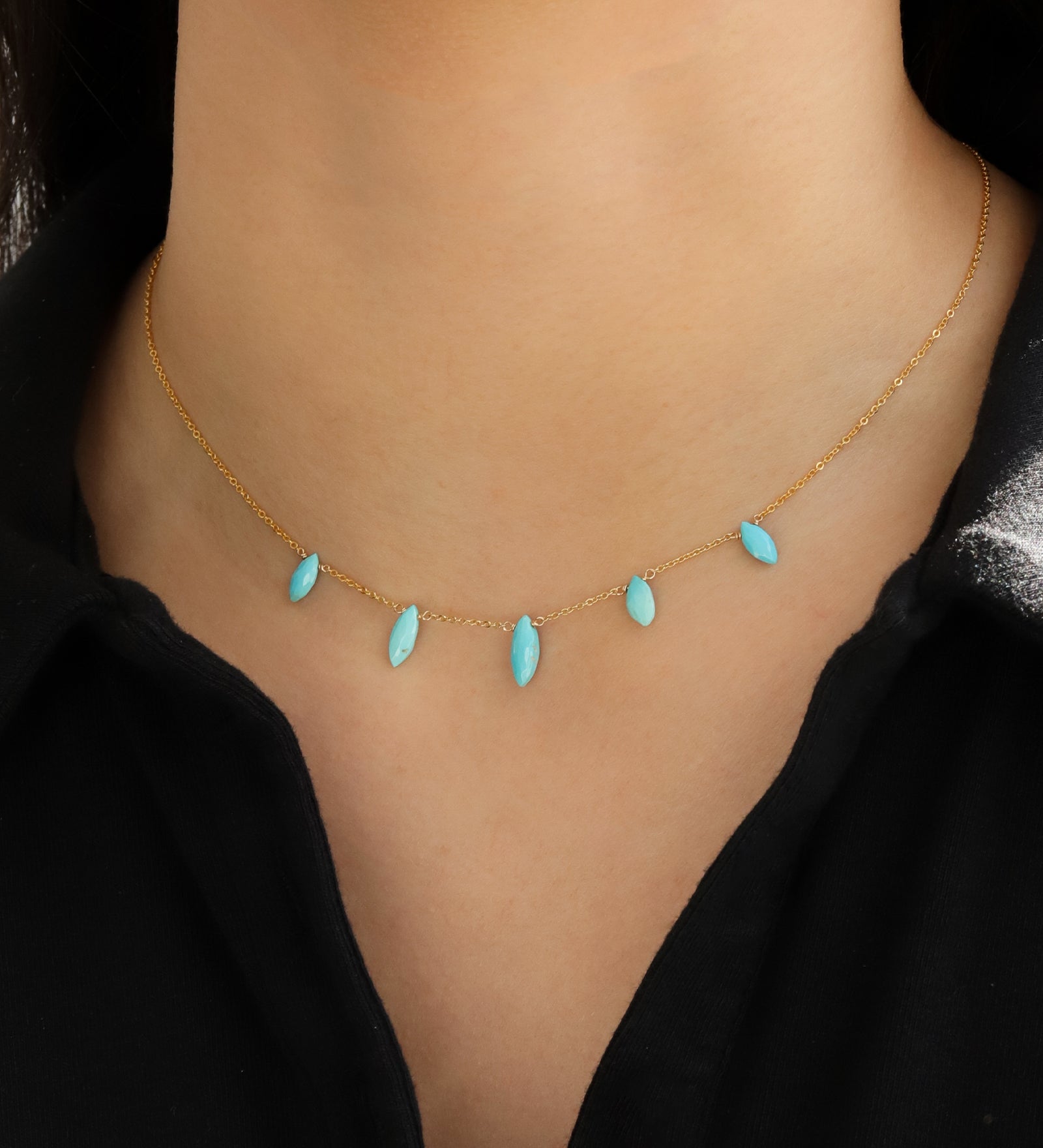 Stoned By Gem Jar-Five Marquise Stone Drop Necklace-Necklaces-Blue Ruby Jewellery-Vancouver Canada
