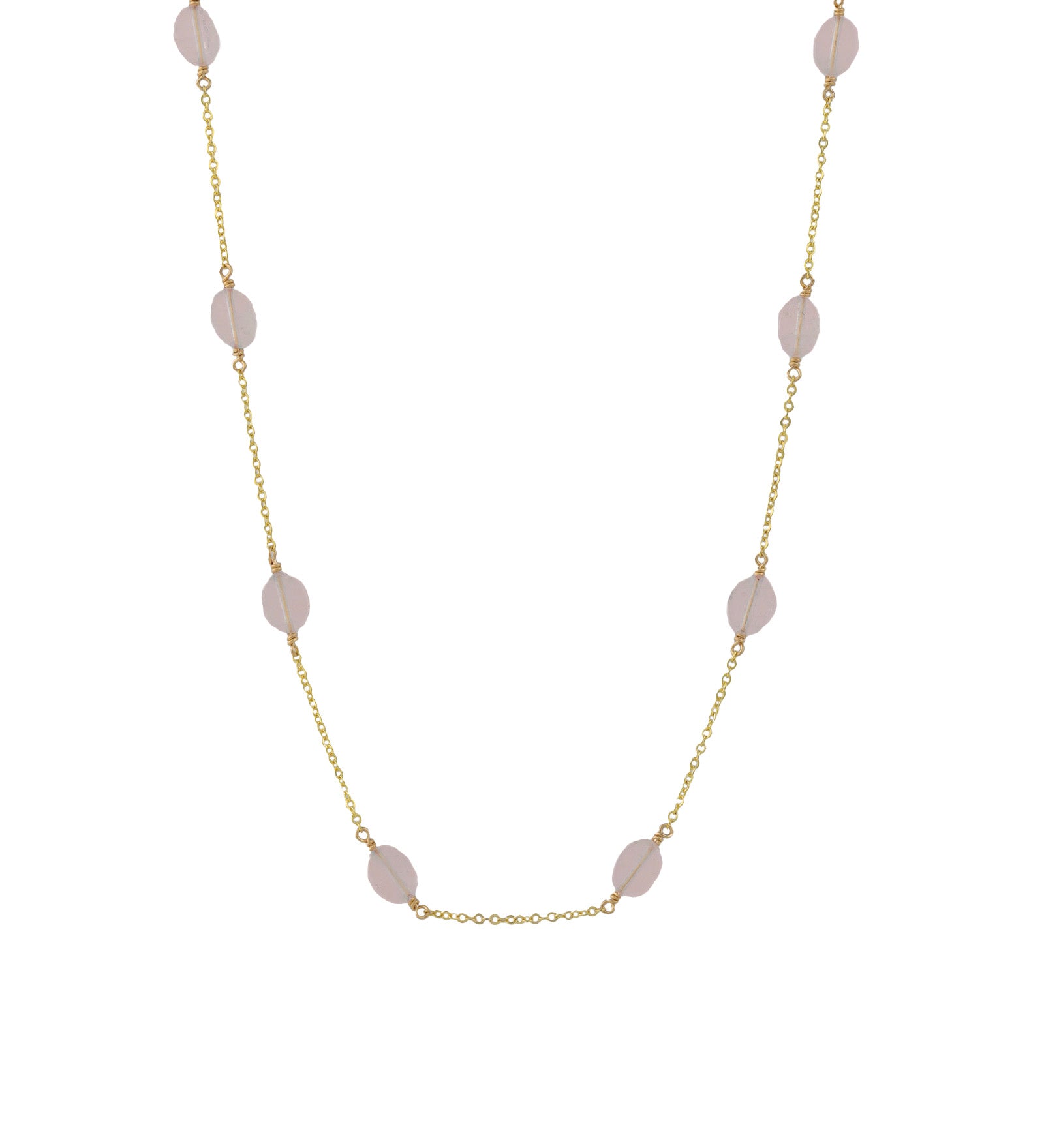 Stoned By Gem Jar-12 Station Oval Stone Necklace-Necklaces-14k Gold Filled, Rose Quartz-Blue Ruby Jewellery-Vancouver Canada