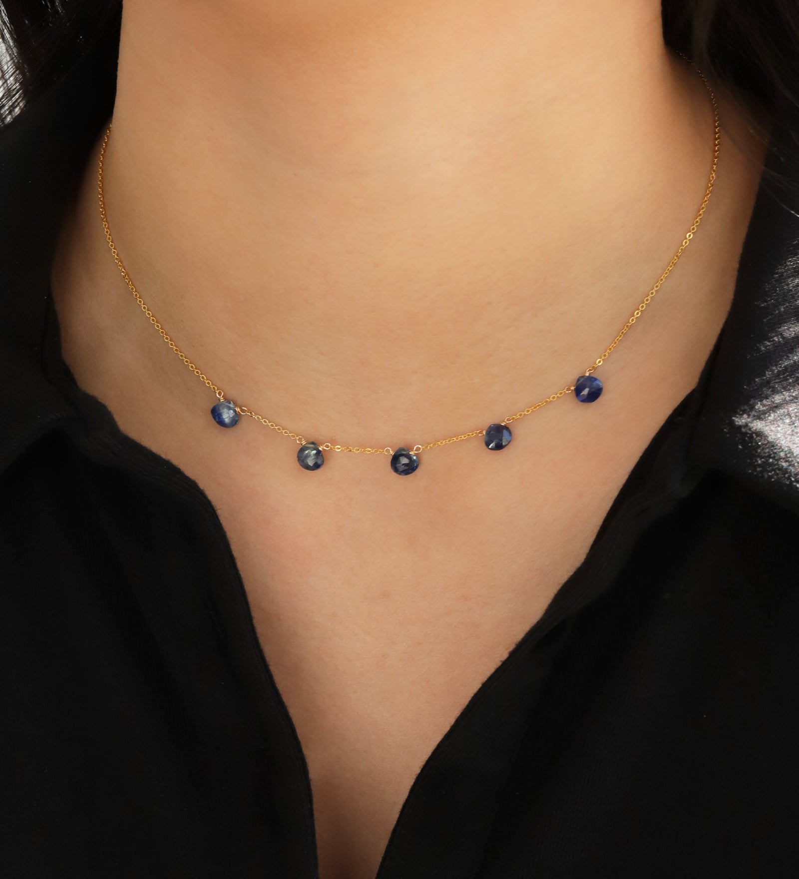 Stoned By Gem Jar-Five Stone Drop Necklace-Necklaces-Blue Ruby Jewellery-Vancouver Canada
