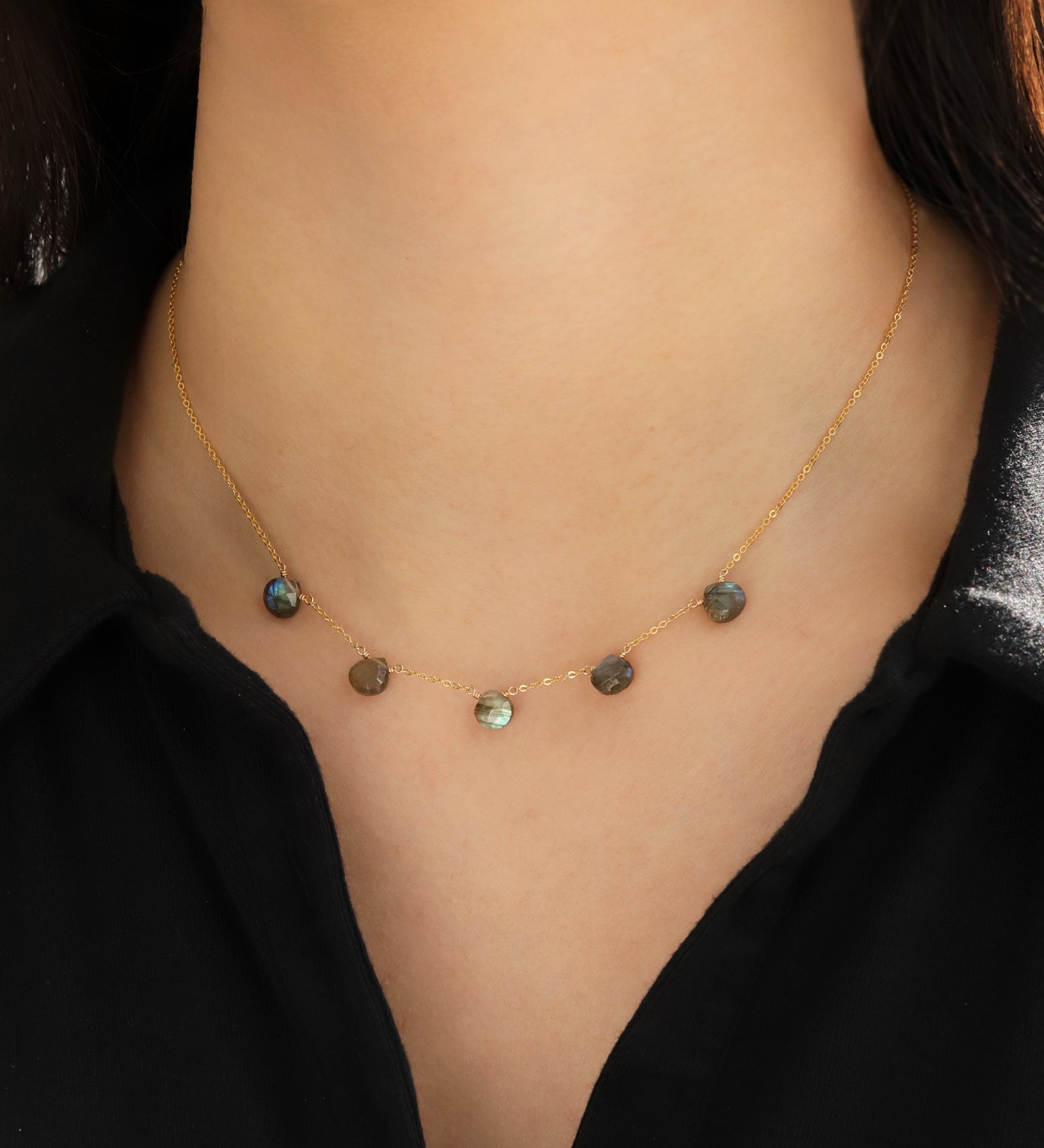 Stoned By Gem Jar-Five Stone Drop Necklace-Necklaces-Blue Ruby Jewellery-Vancouver Canada